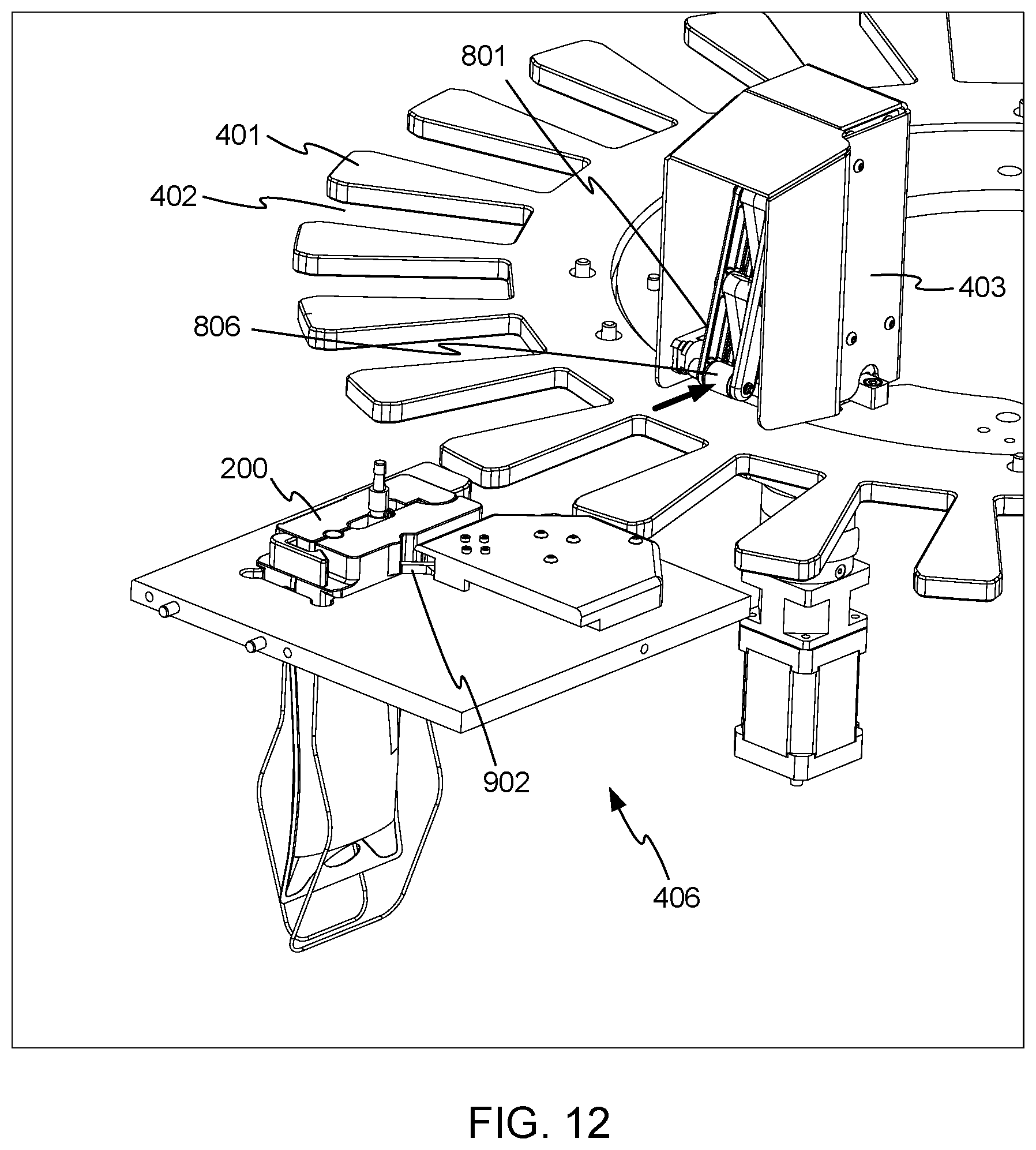 Patent US12102596 Figure 10 – Bag transfer mechanism for IV compounding