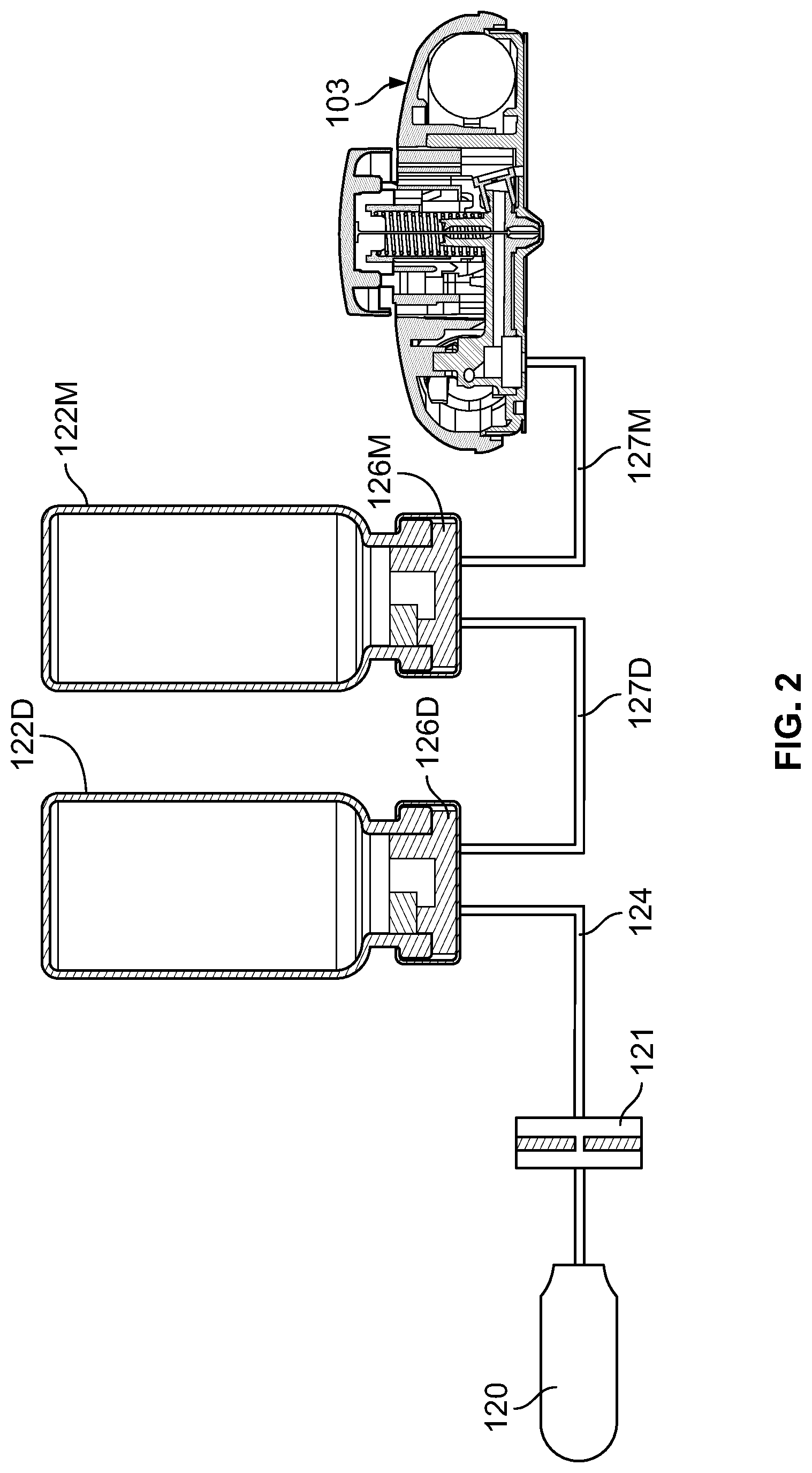 Patent US12102599 Figure 2 – Pressurized gas powered liquid transfer device and system