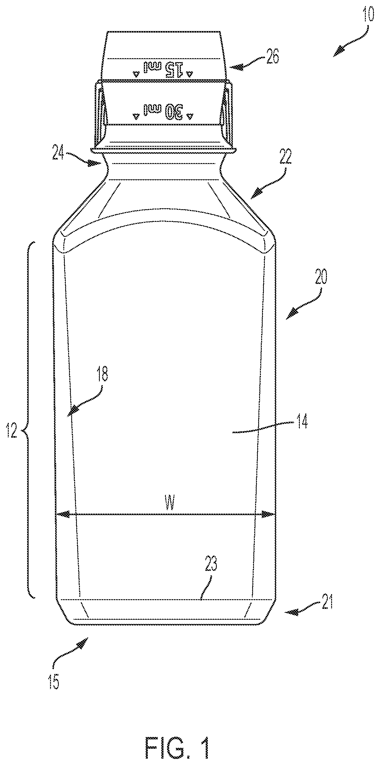 Patent US12102603 Figure 1 – Transparent bottles including faceted side walls