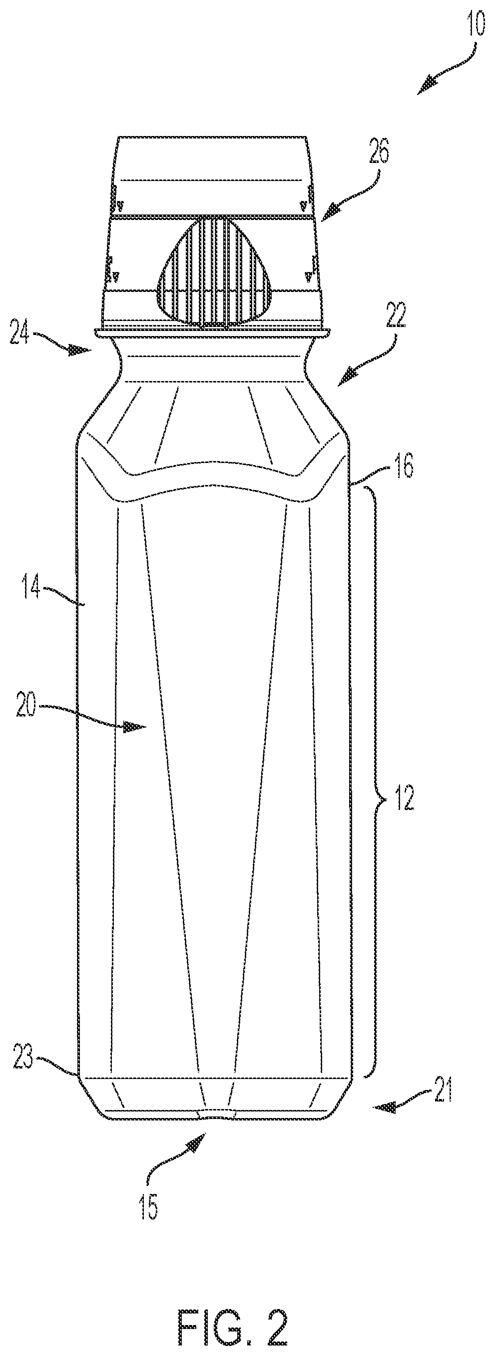 Patent US12102603 Figure 2 – Transparent bottles including faceted side walls