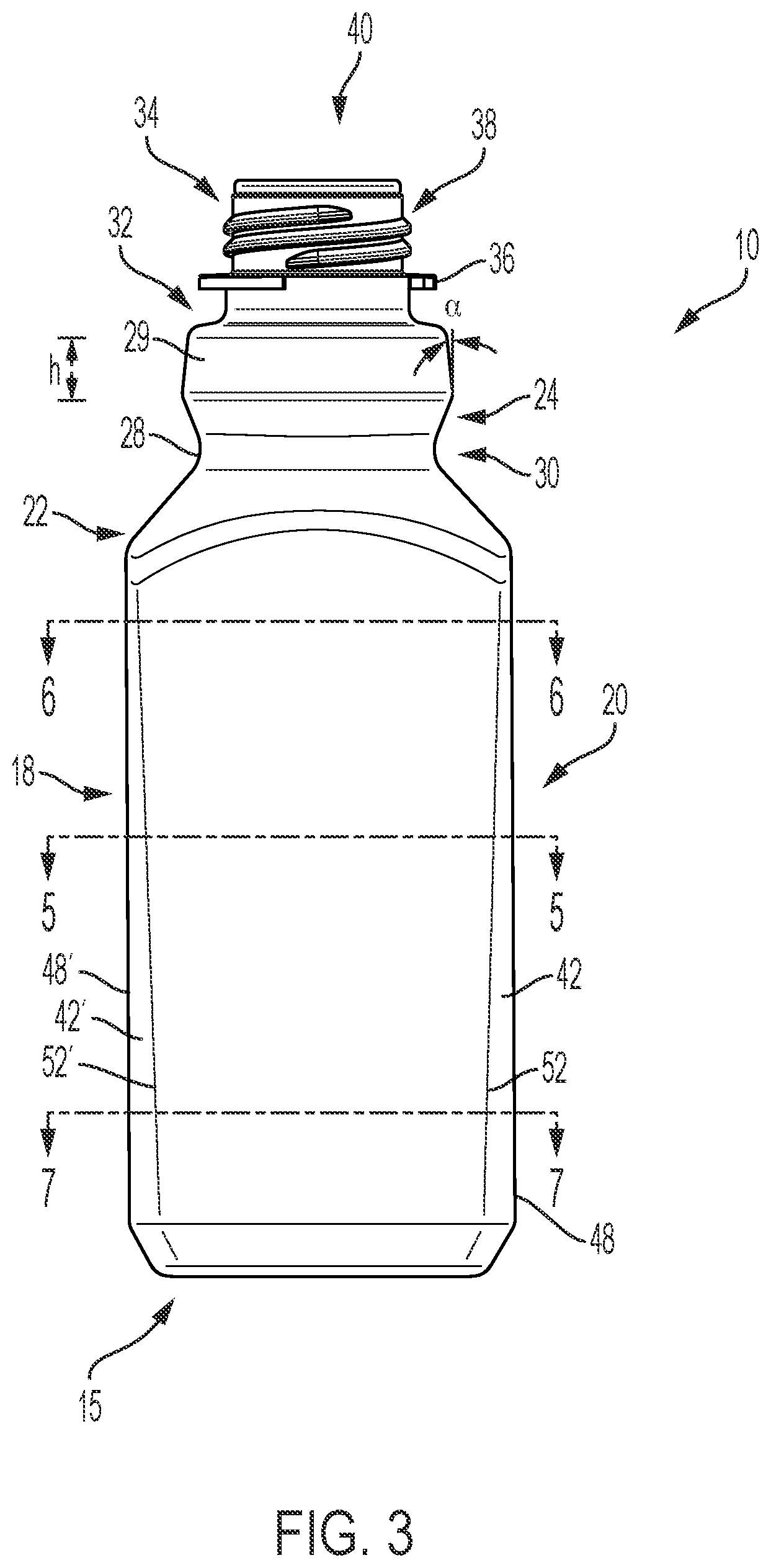 Patent US12102603 Figure 3 – Transparent bottles including faceted side walls