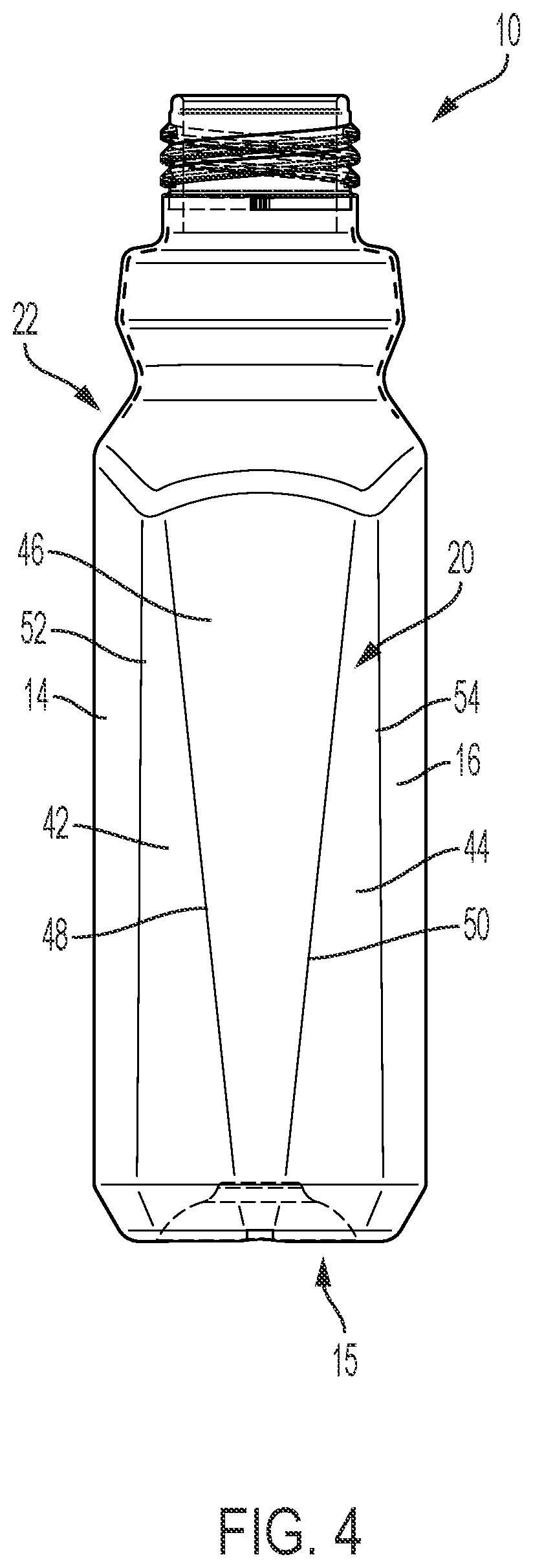 Patent US12102603 Figure 4 – Transparent bottles including faceted side walls
