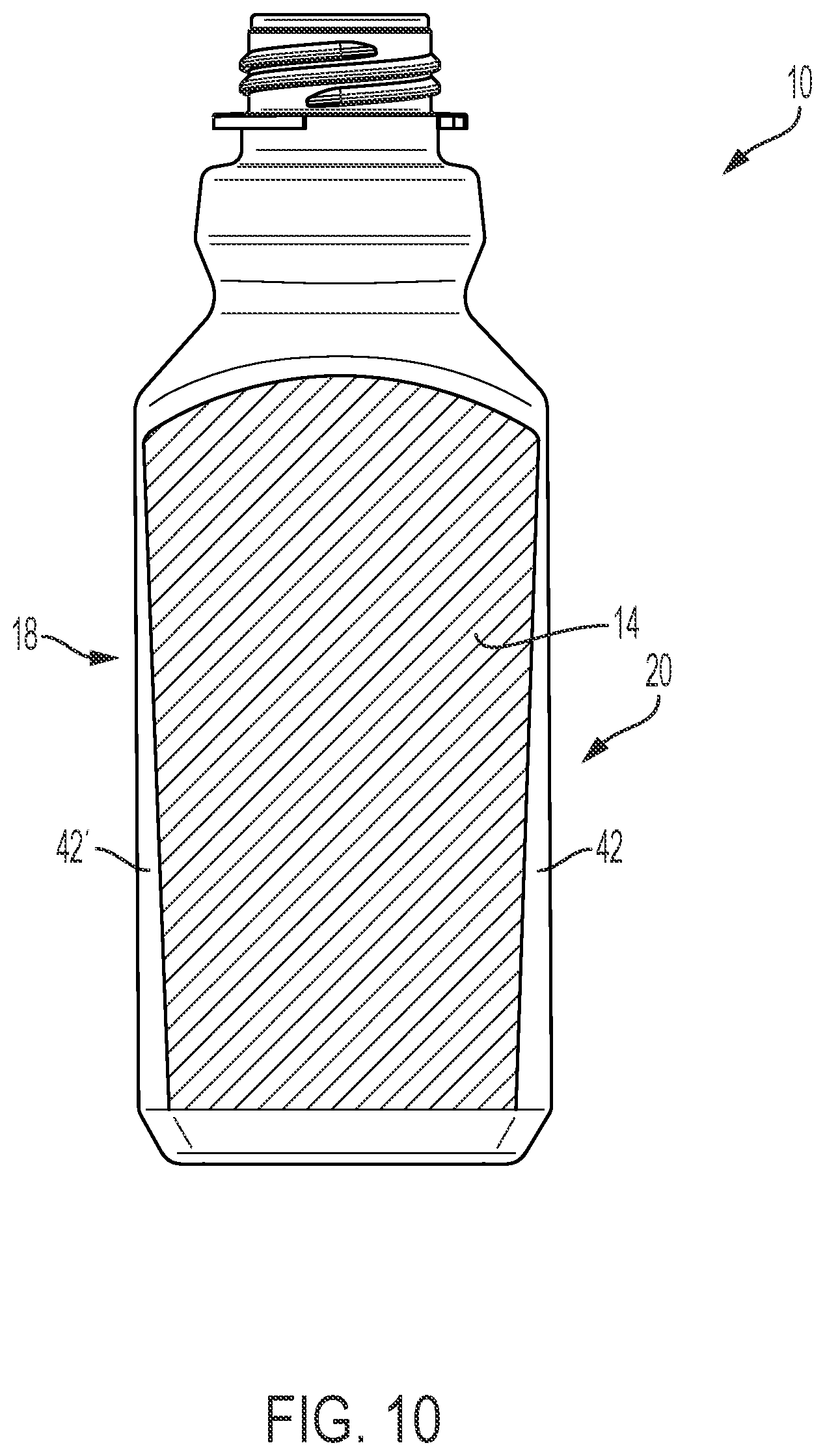 Patent US12102603 Figure 10 – Transparent bottles including faceted side walls
