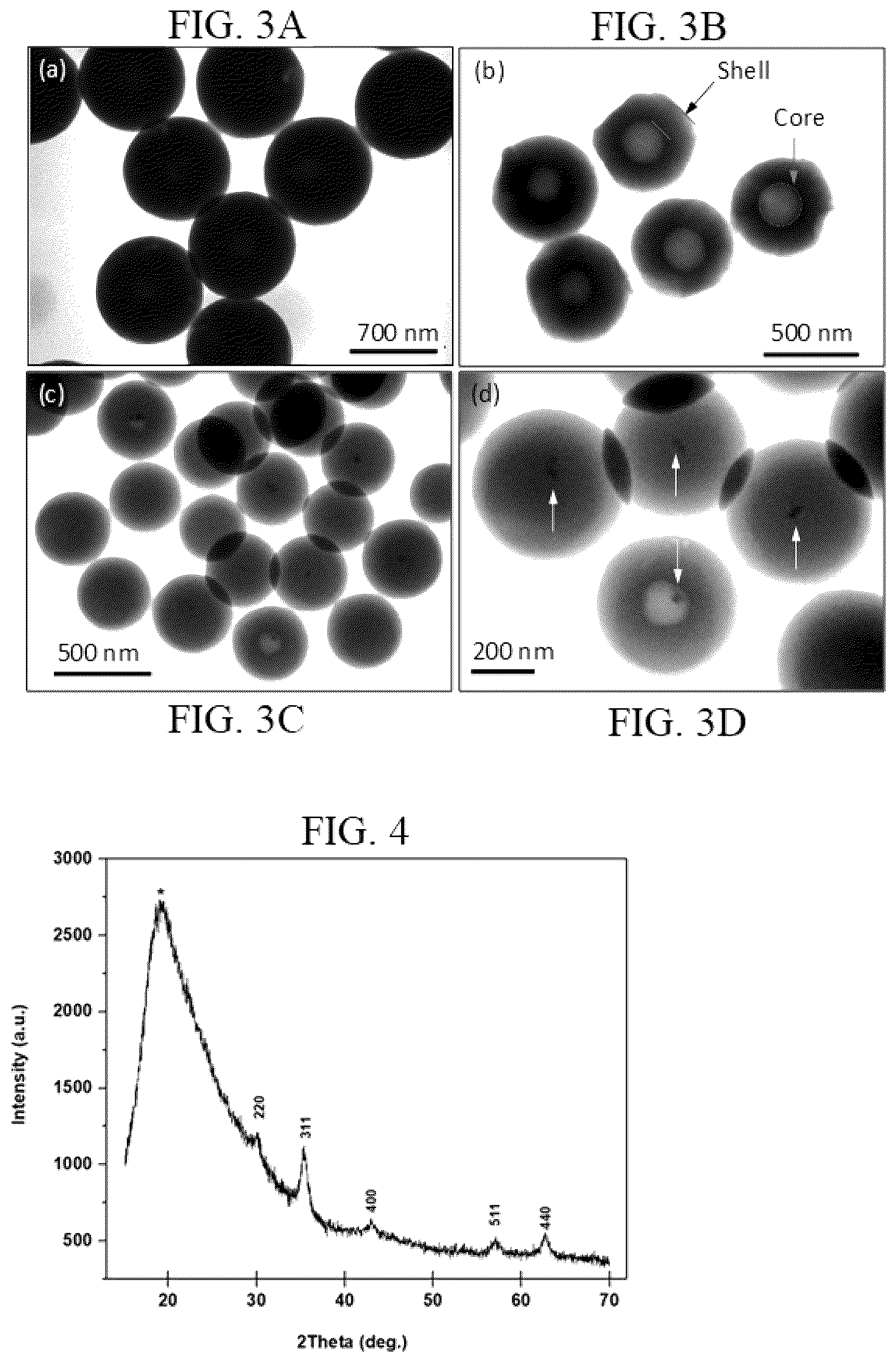 Patent US12102717 Figure 3 – Hollow silica spheres with nested iron oxide particles