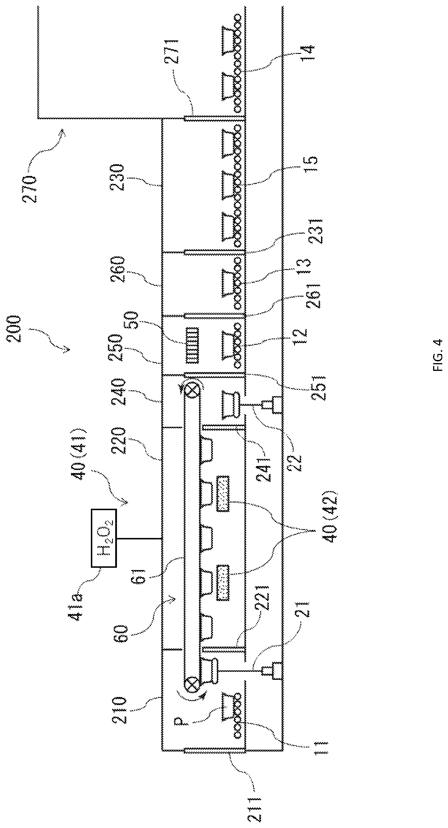 Patent US12102727 Figure 4 – Continuous decontamination and sterilization device