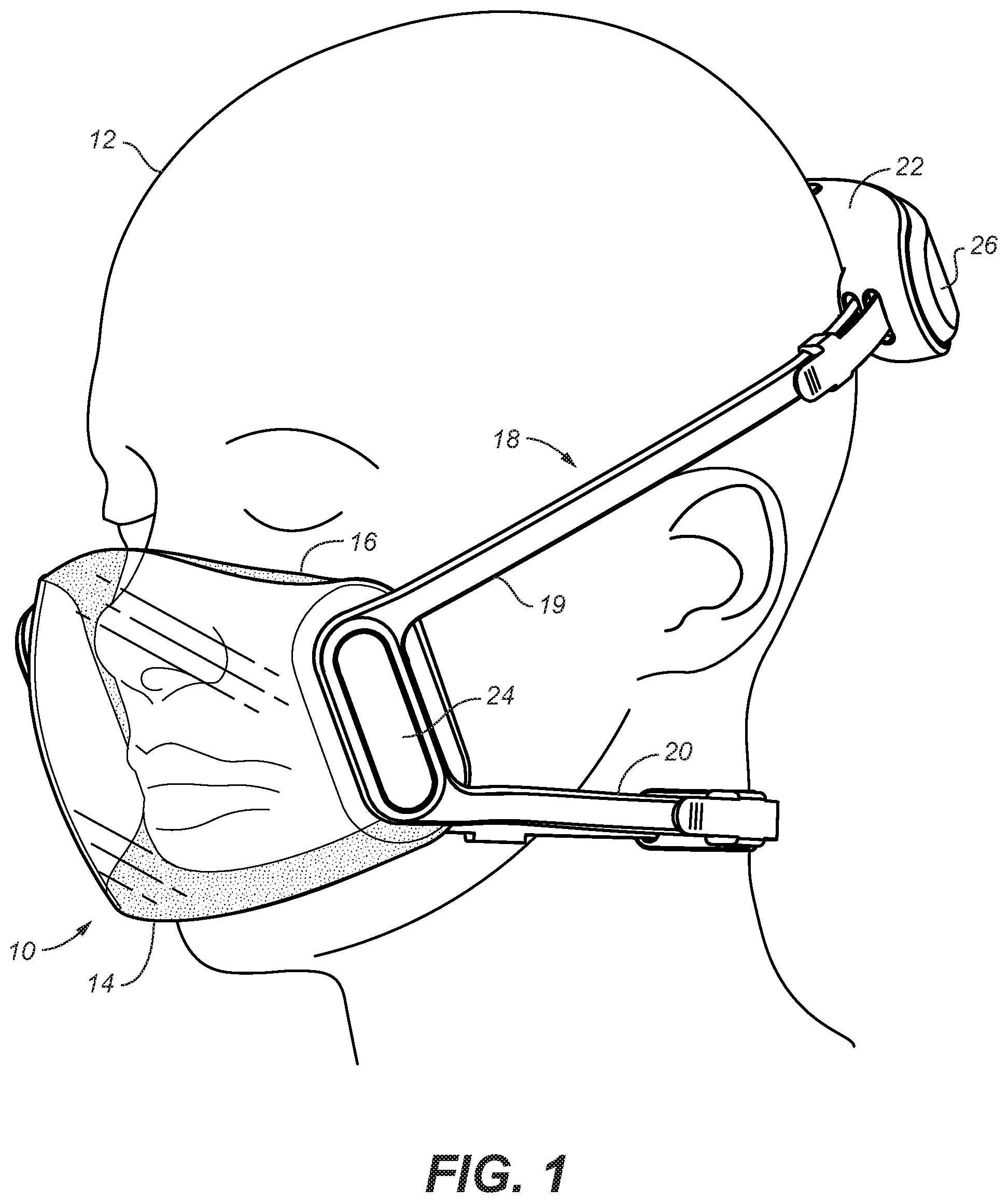 Patent US12102741 — Protective face mask using UVC LEDs — Figure 1