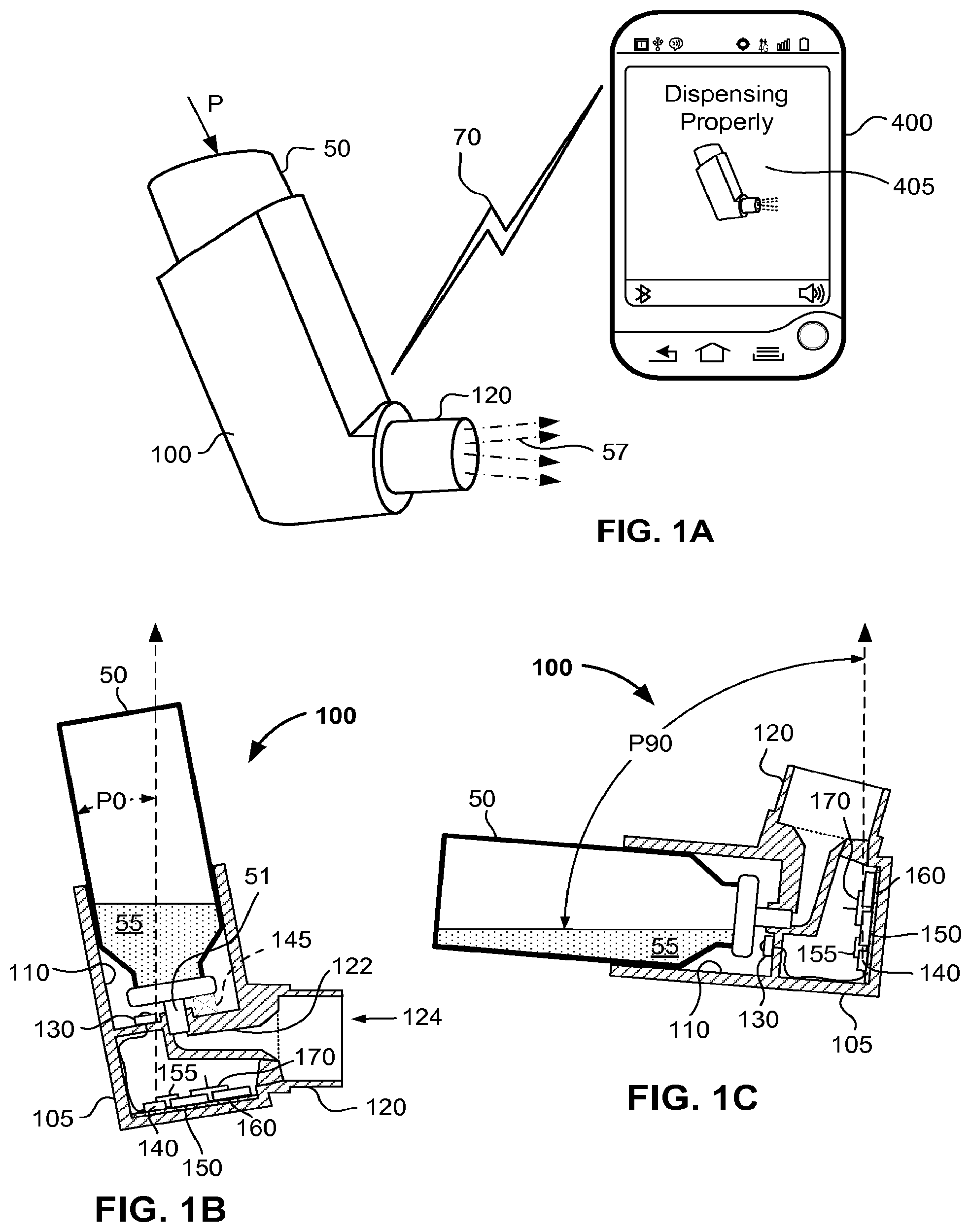 Patent US12102752 Figure 1 – Inhaler with orientation sensor