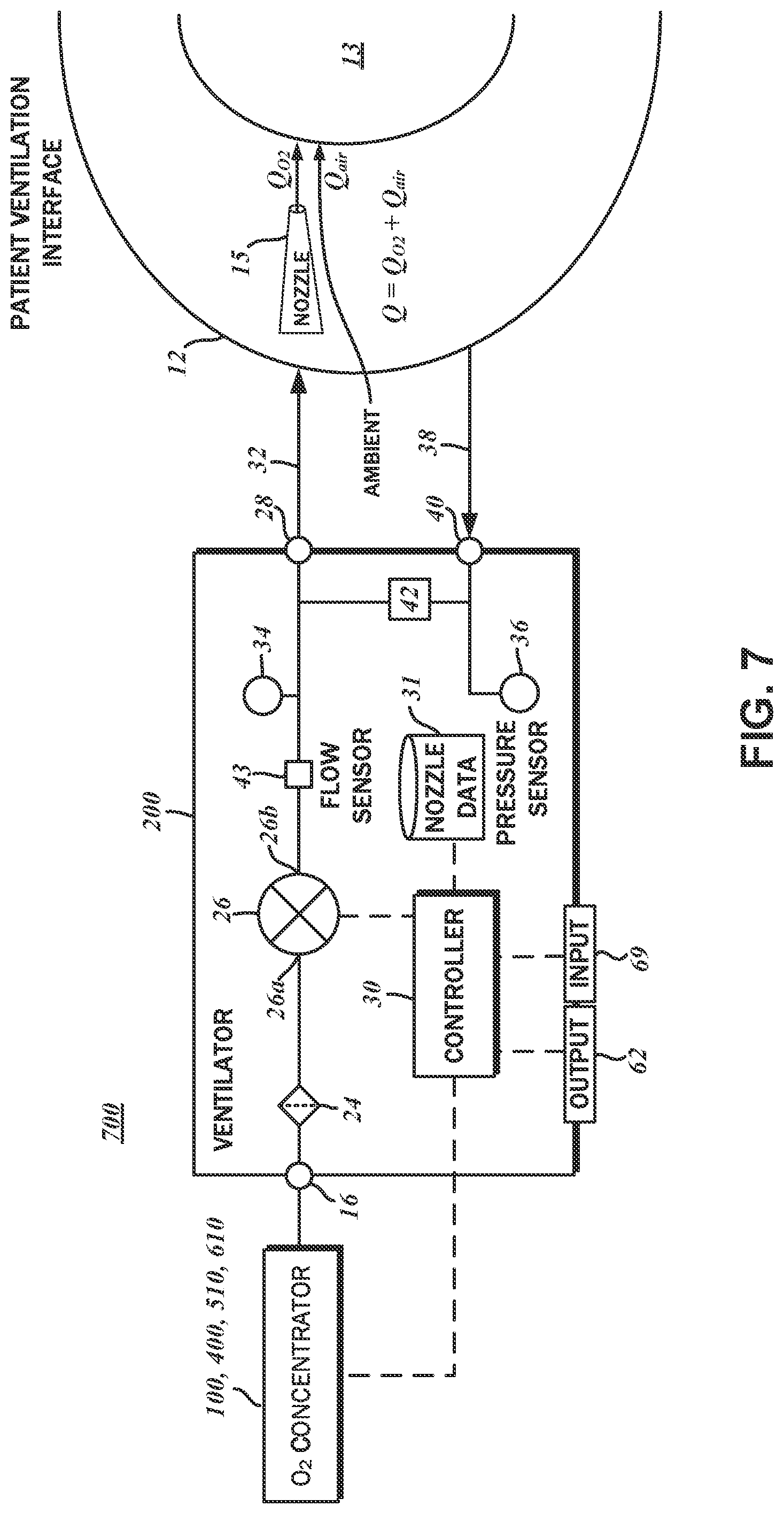 Patent US12102767 Figure 7 – O2 concentrator with sieve bed bypass and control method thereof