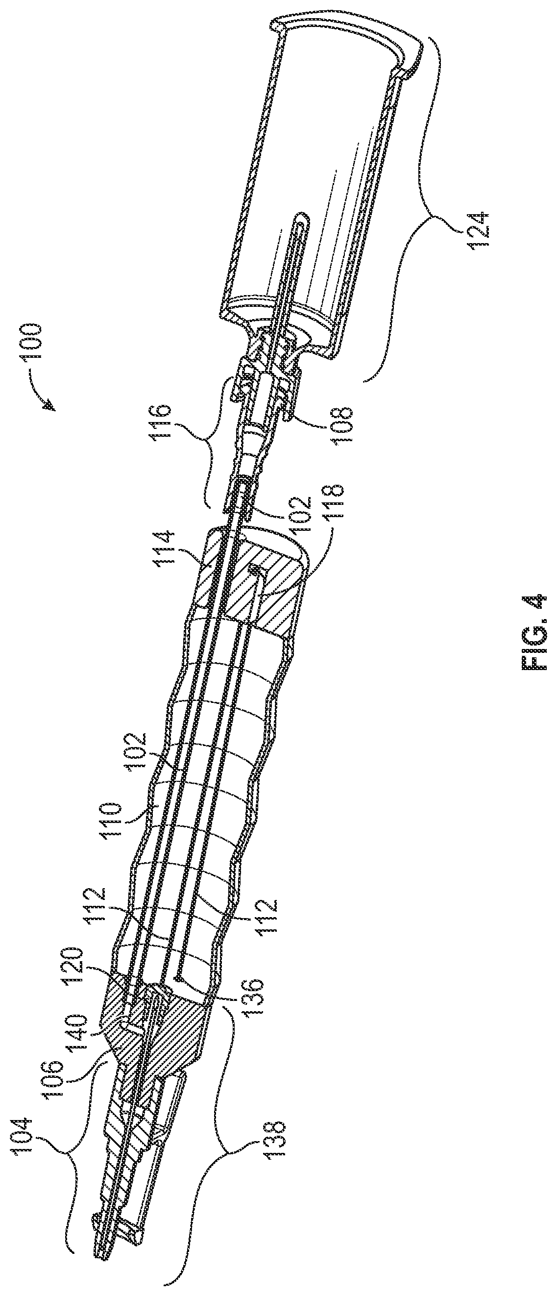 Patent US12102774 Figure 4 – Vascular access device assembly facilitating single-handed patency probe advancement