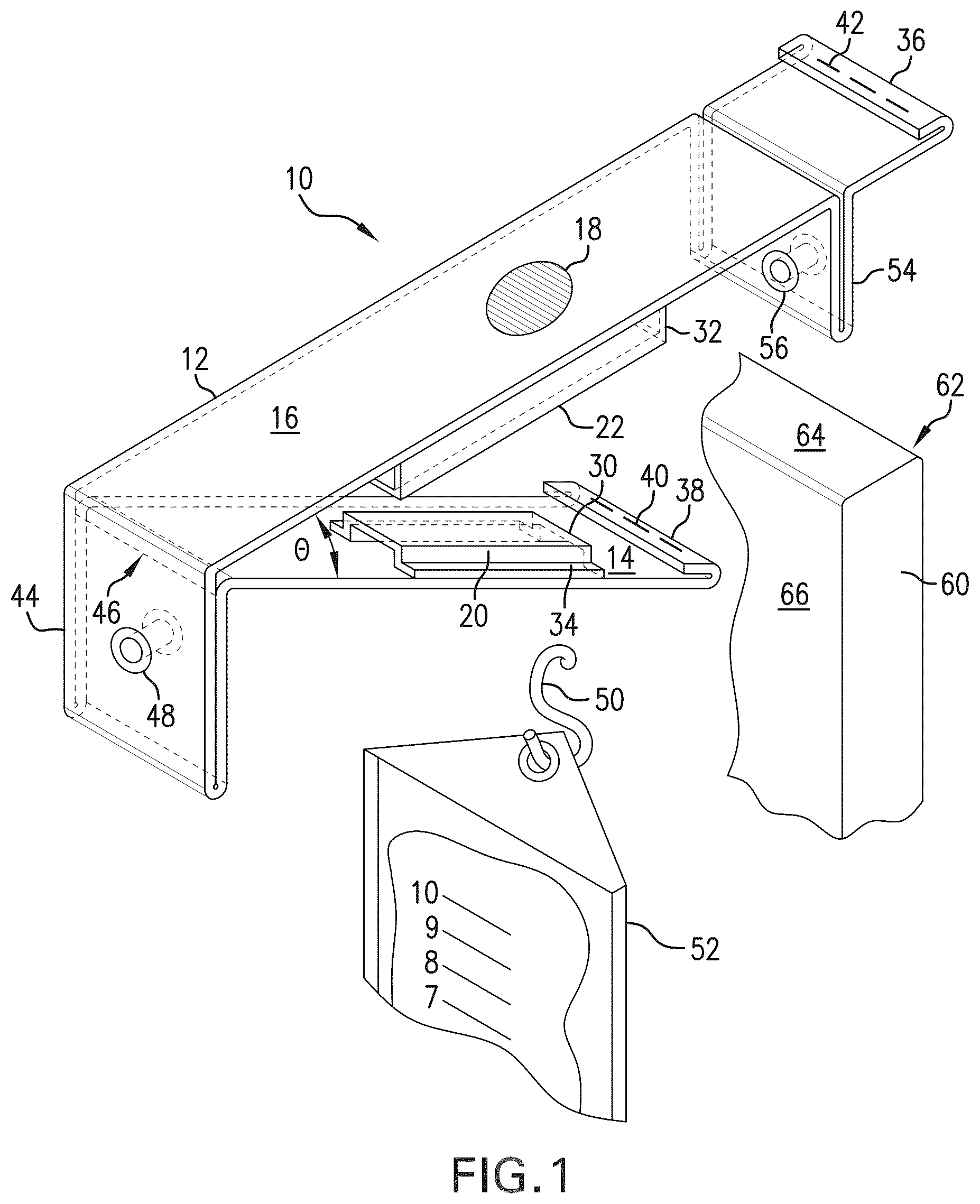 Patent US12102788 Figure 1 – Portable IV bag suspension device