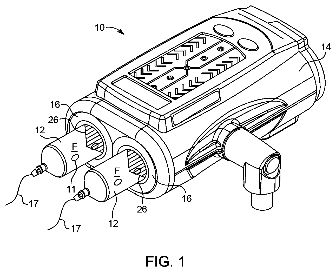Patent US12102793 Figure 1 – System and method for syringe plunger engagement with an injector