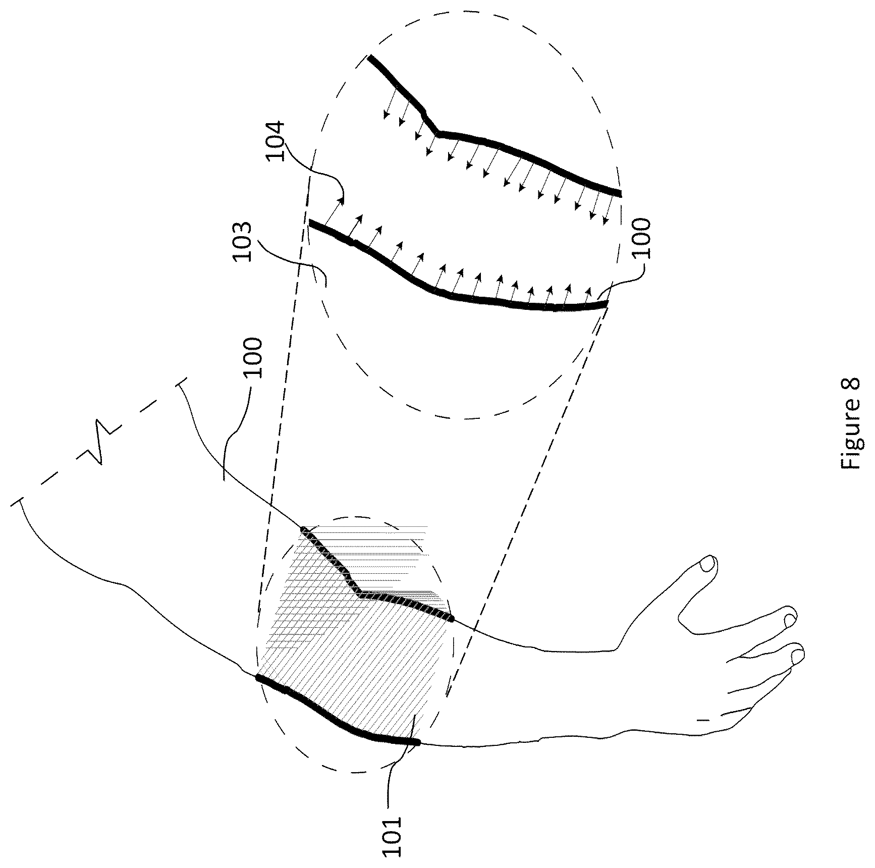 Patent US12102825 Figure 8 – Material and apparel that positively affect the health and wellbeing of a mammal
