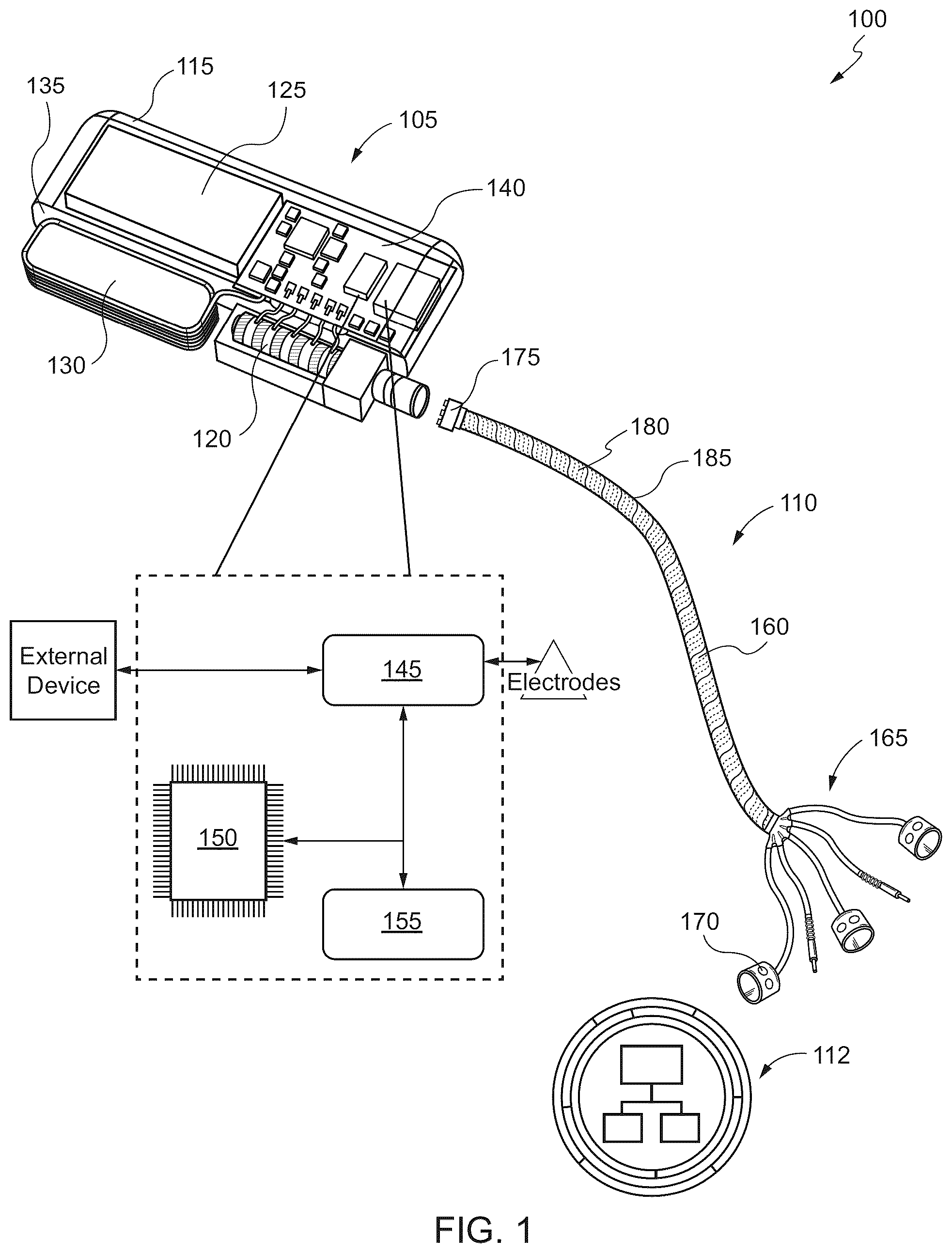 Patent US12102834 Figure 1 – Wireless power receiver coil for neuromodulation device