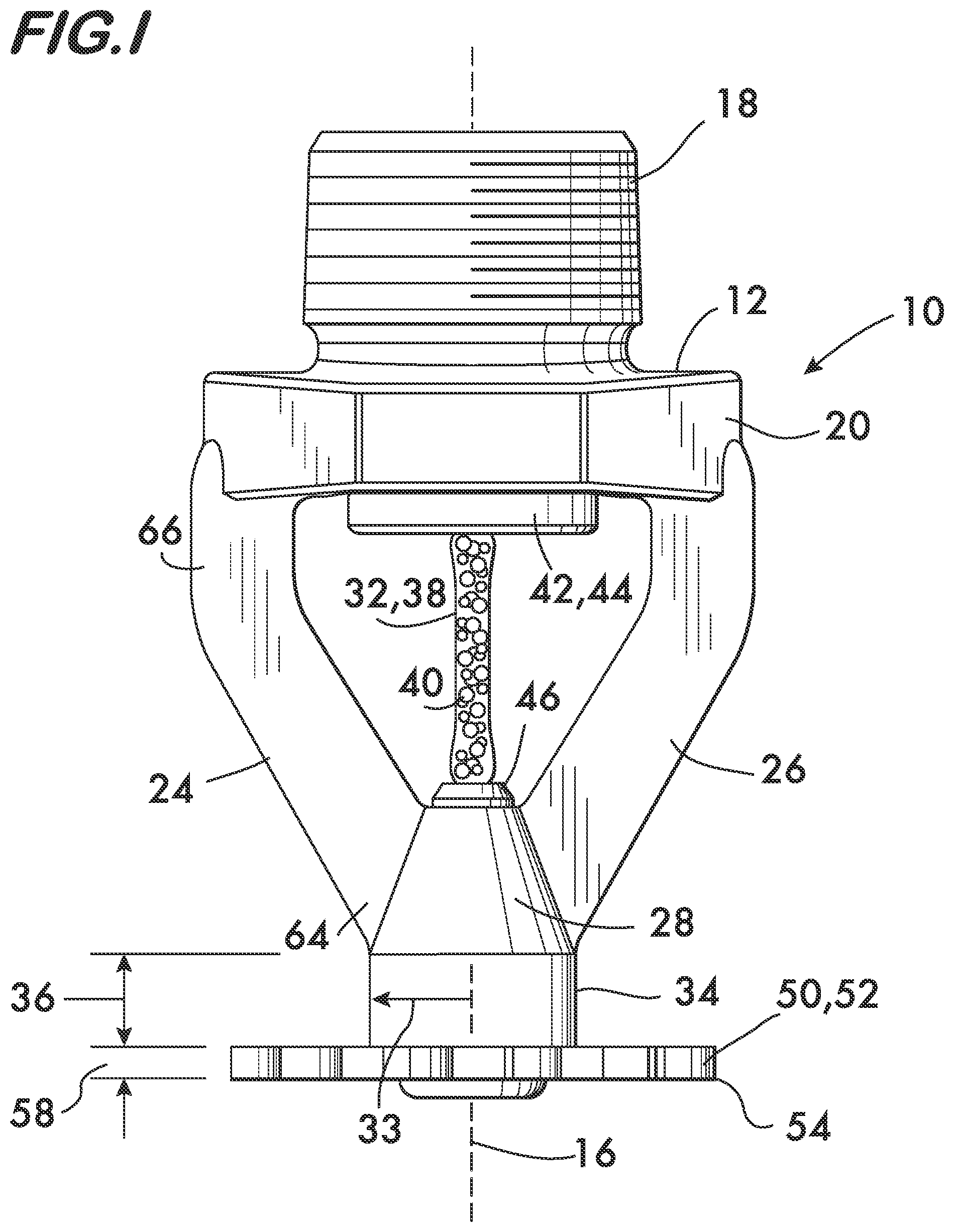 Patent US12102857 Figure 1 – Fire suppression sprinkler and deflector