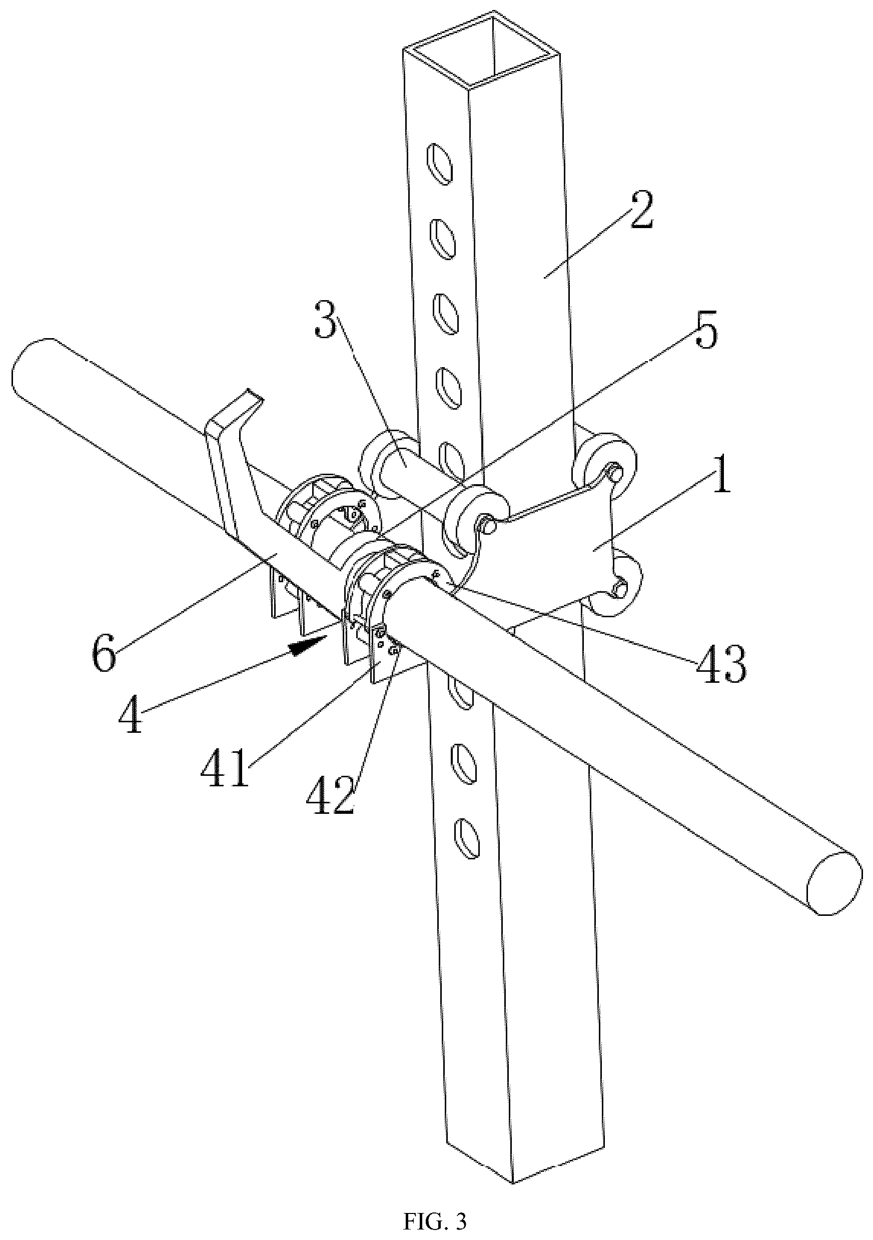 Patent US12102863 Figure 3 – Device for fixing movement track of barbell bar installed on squat rack