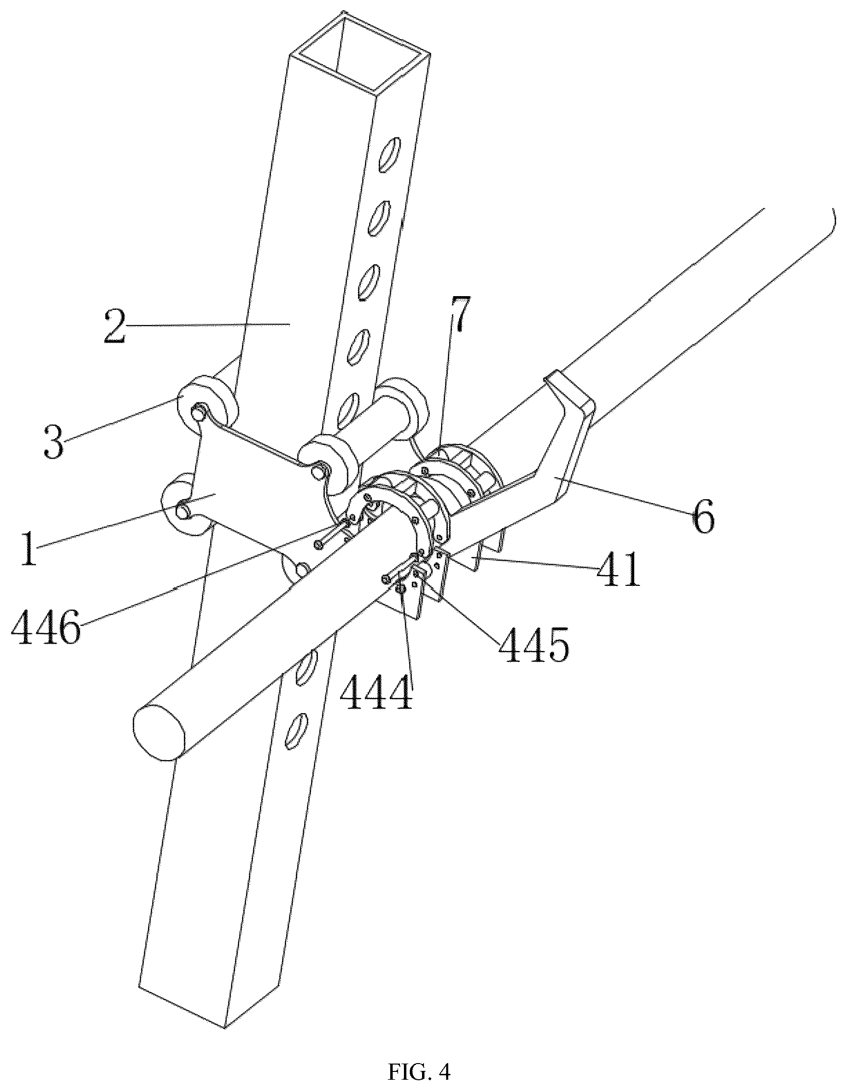 Patent US12102863 Figure 4 – Device for fixing movement track of barbell bar installed on squat rack
