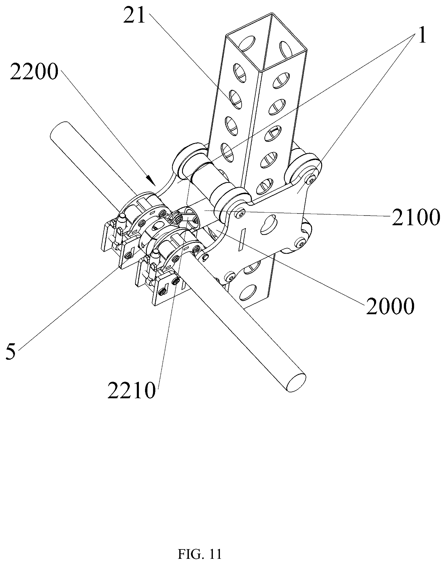 Patent US12102863 Figure 11 – Device for fixing movement track of barbell bar installed on squat rack