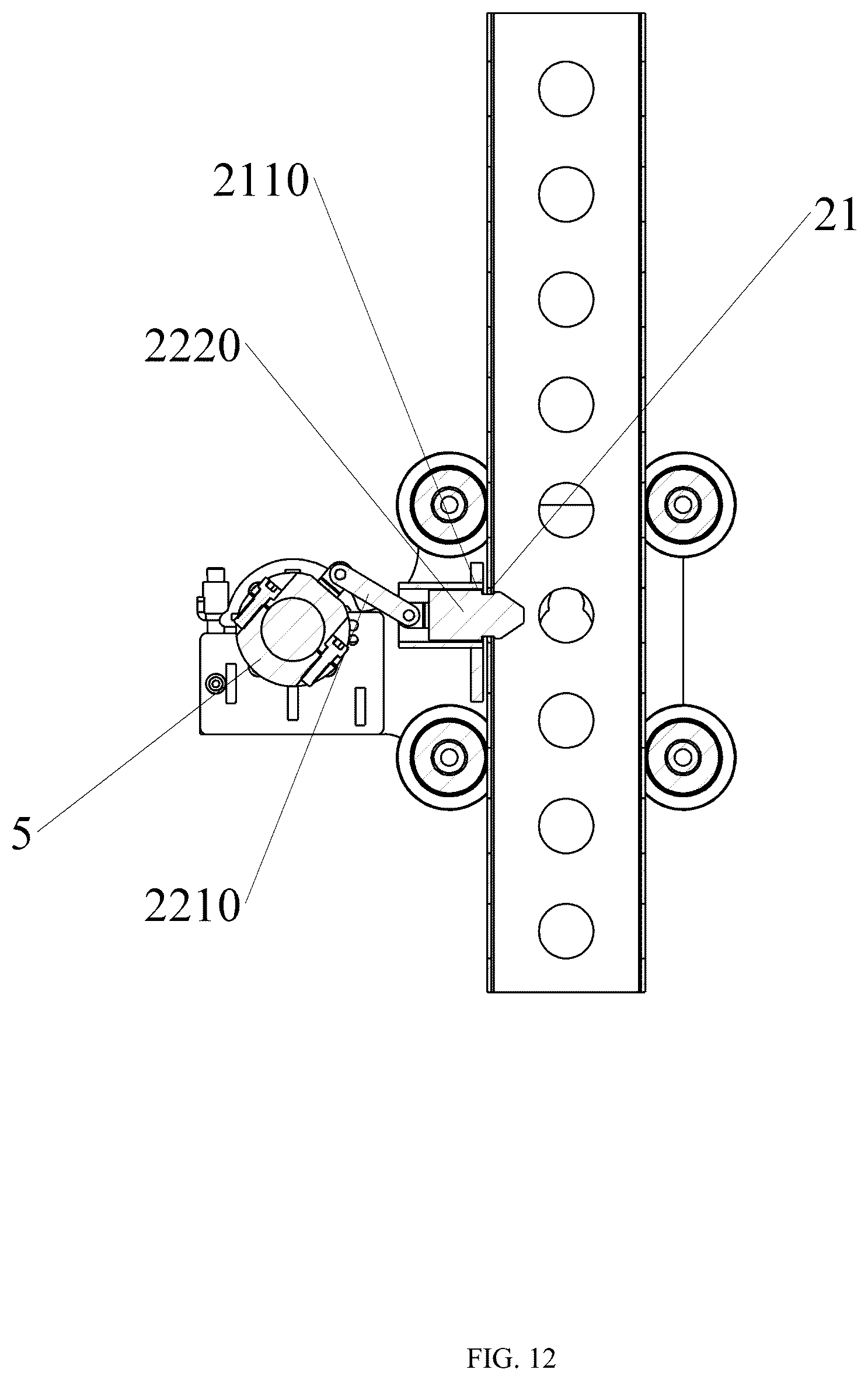 Patent US12102863 Figure 12 – Device for fixing movement track of barbell bar installed on squat rack