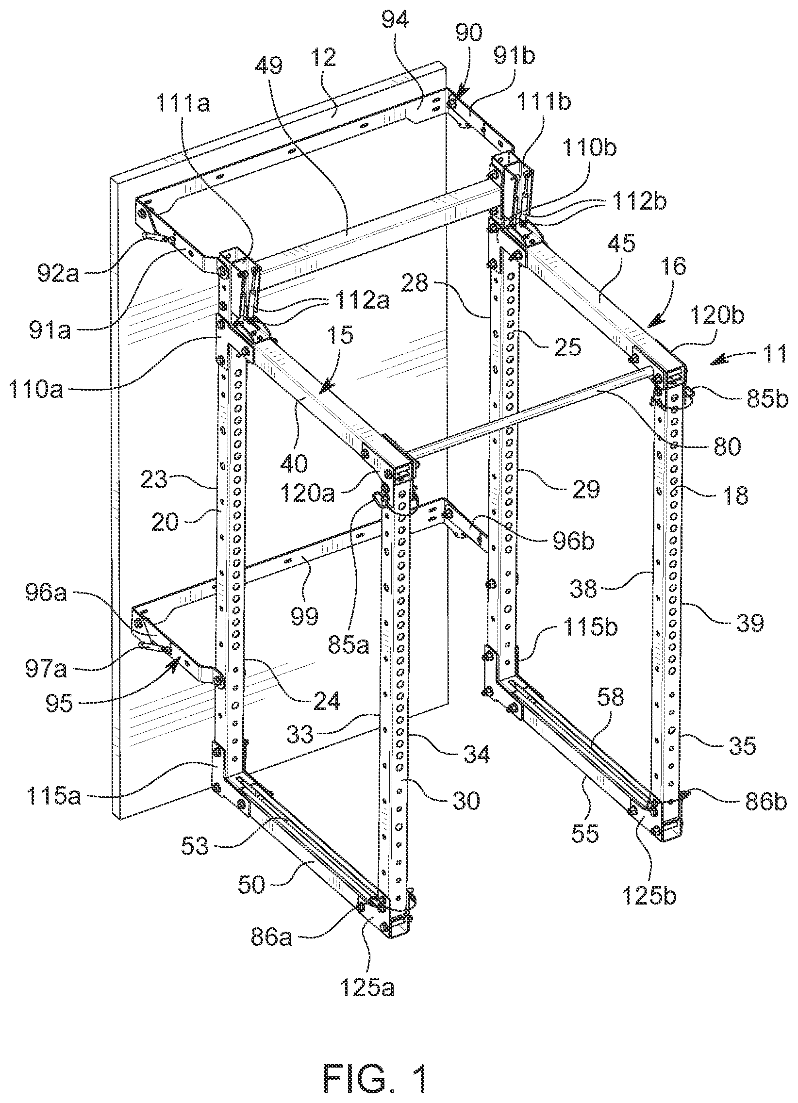 Patent US12102864 Figure 1 – Folding exercise rack system