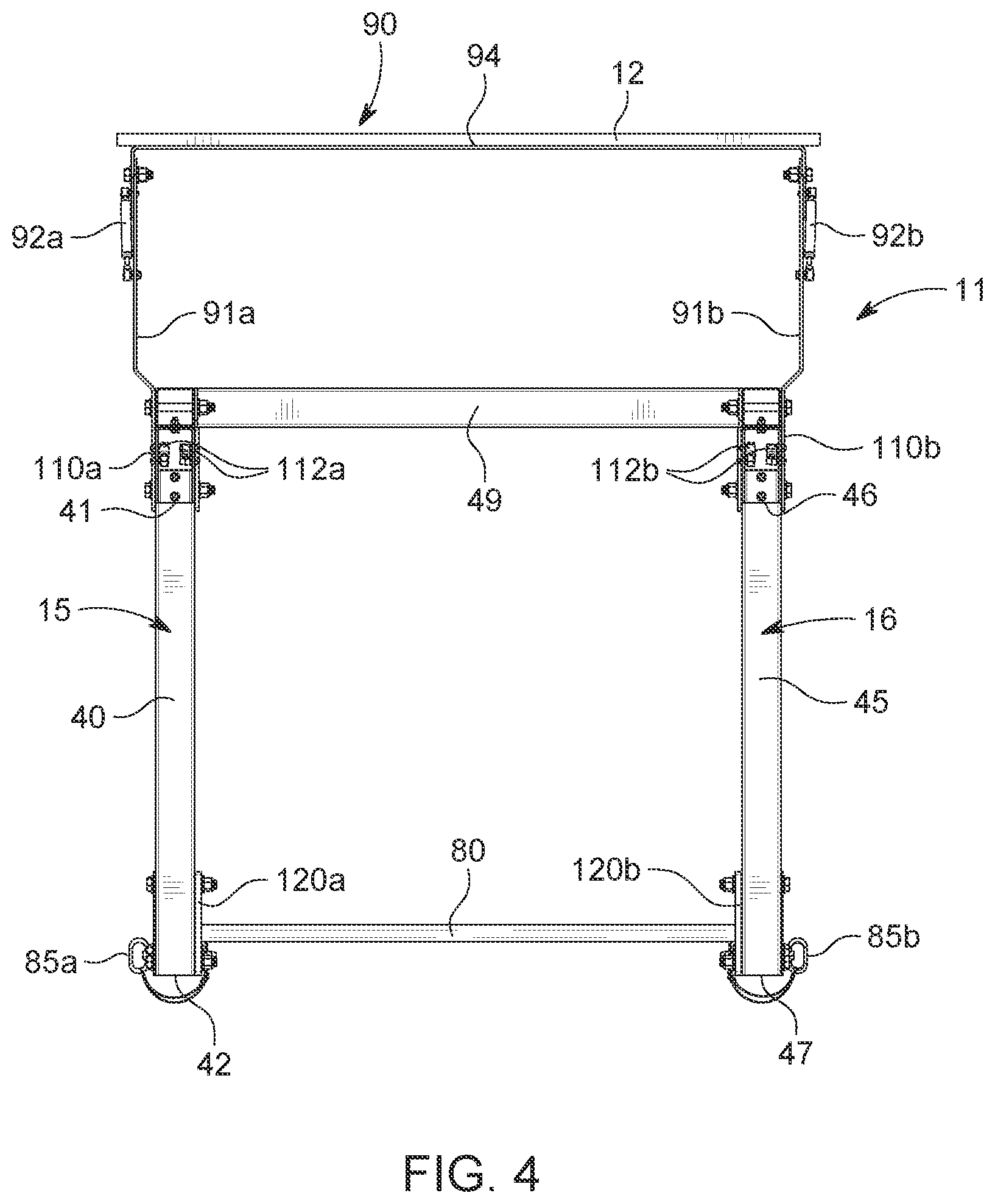 Patent US12102864 Figure 4 – Folding exercise rack system