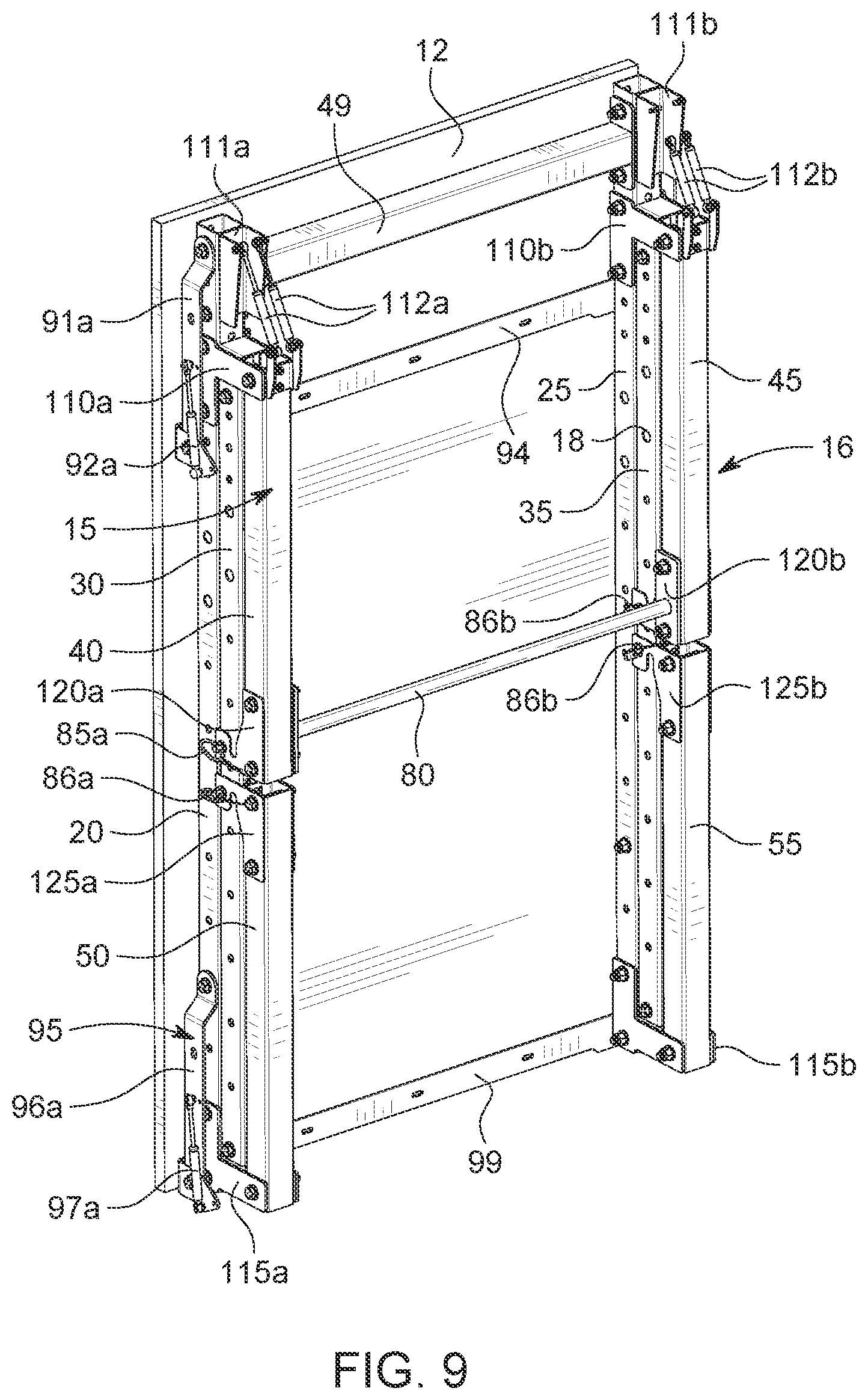 Patent US12102864 Figure 9 – Folding exercise rack system