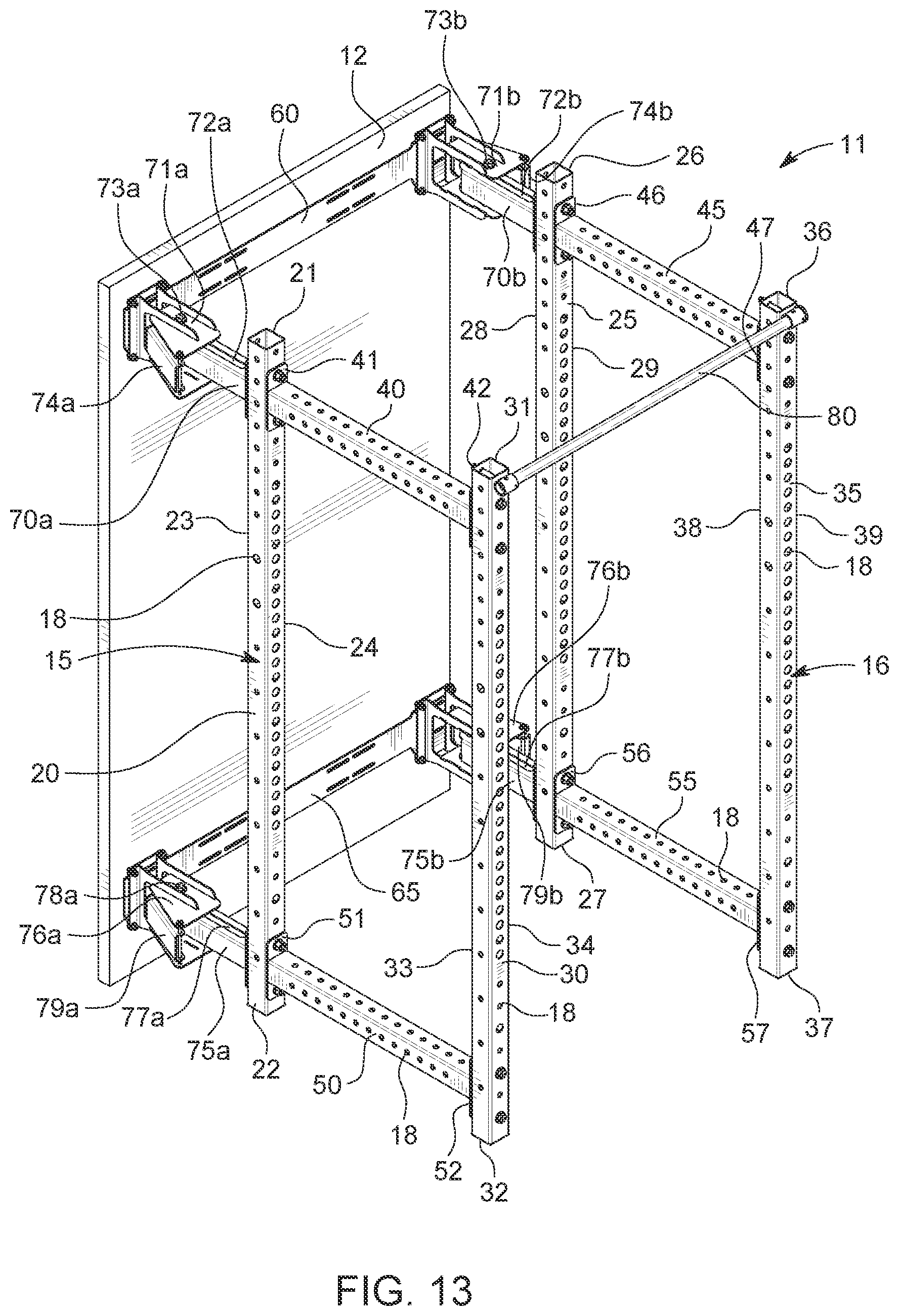 Patent US12102864 Figure 13 – Folding exercise rack system