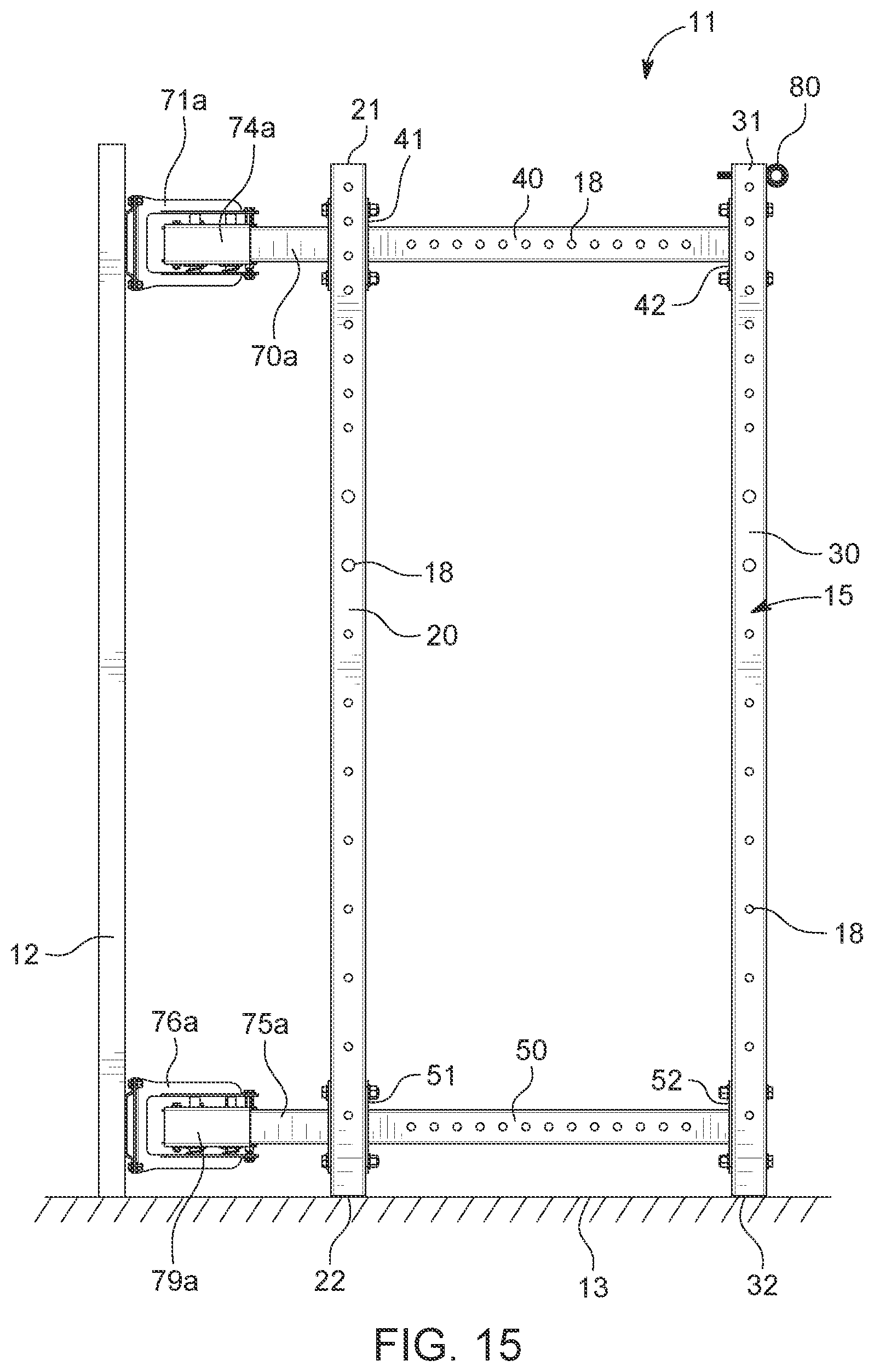 Patent US12102864 Figure 15 – Folding exercise rack system
