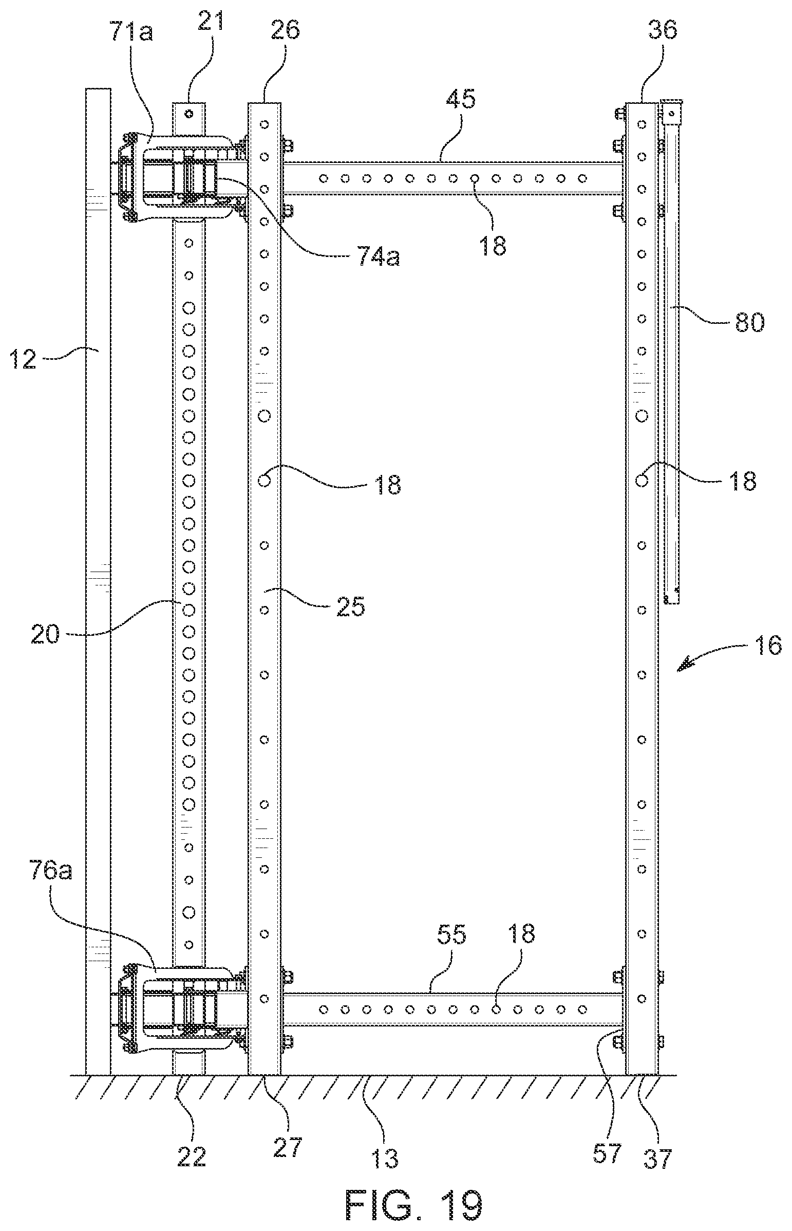 Patent US12102864 Figure 19 – Folding exercise rack system