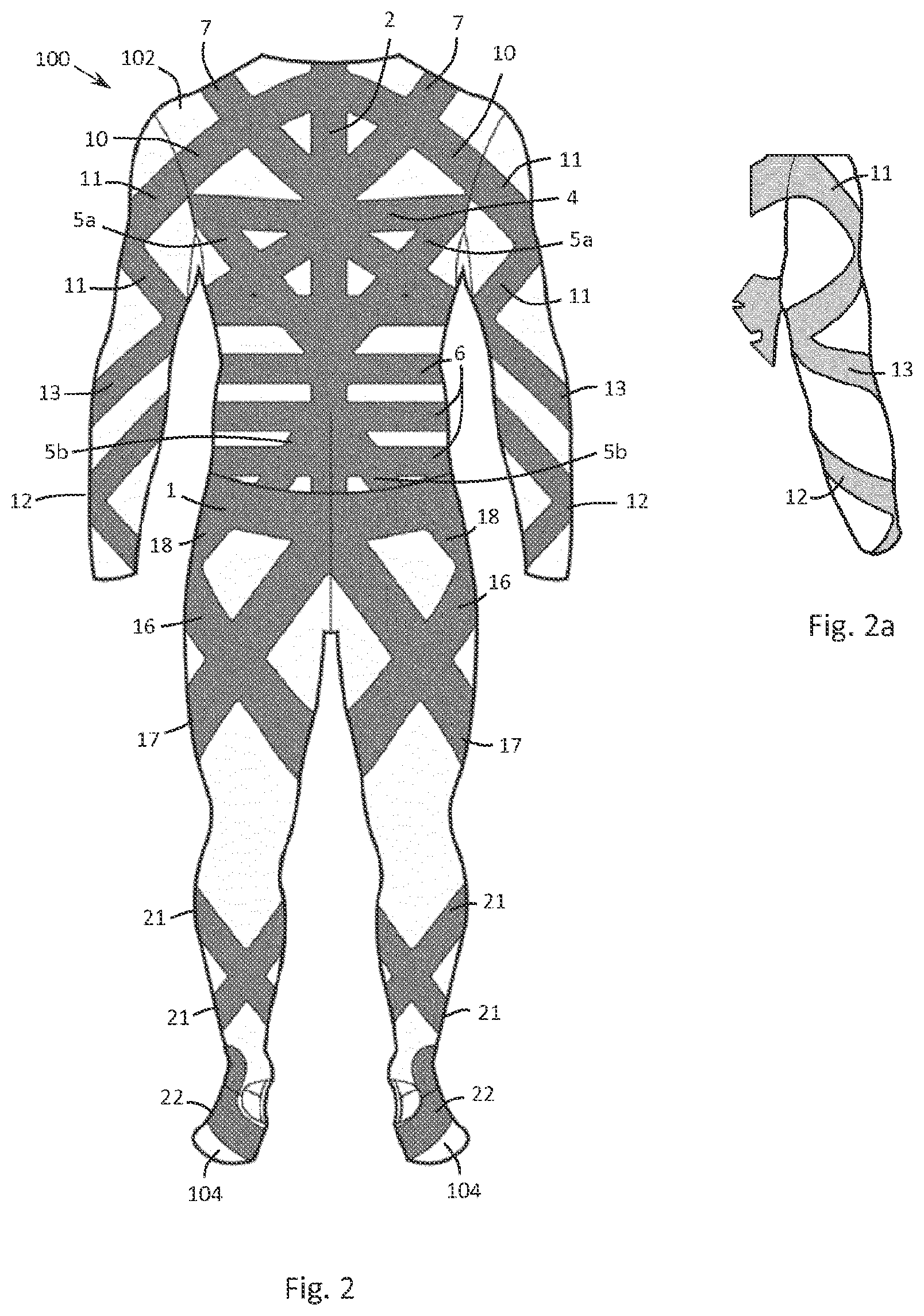 Patent US12102865 Figure 2 – Sports training and physiotherapy garments