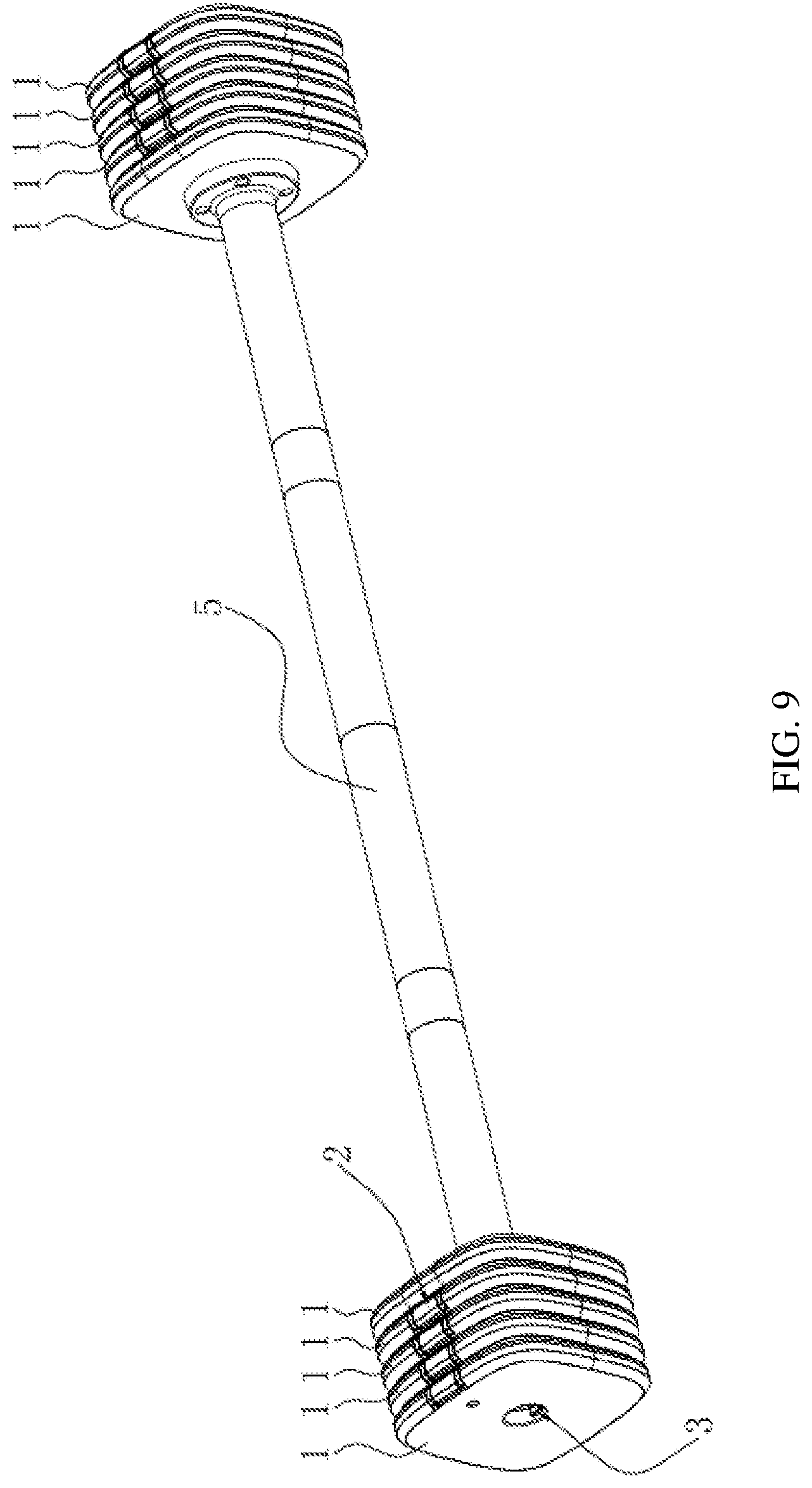 Patent US12102866 Figure 9 – Combinable weight plate and kettle bell, dumbbell and barbell using the weight plate