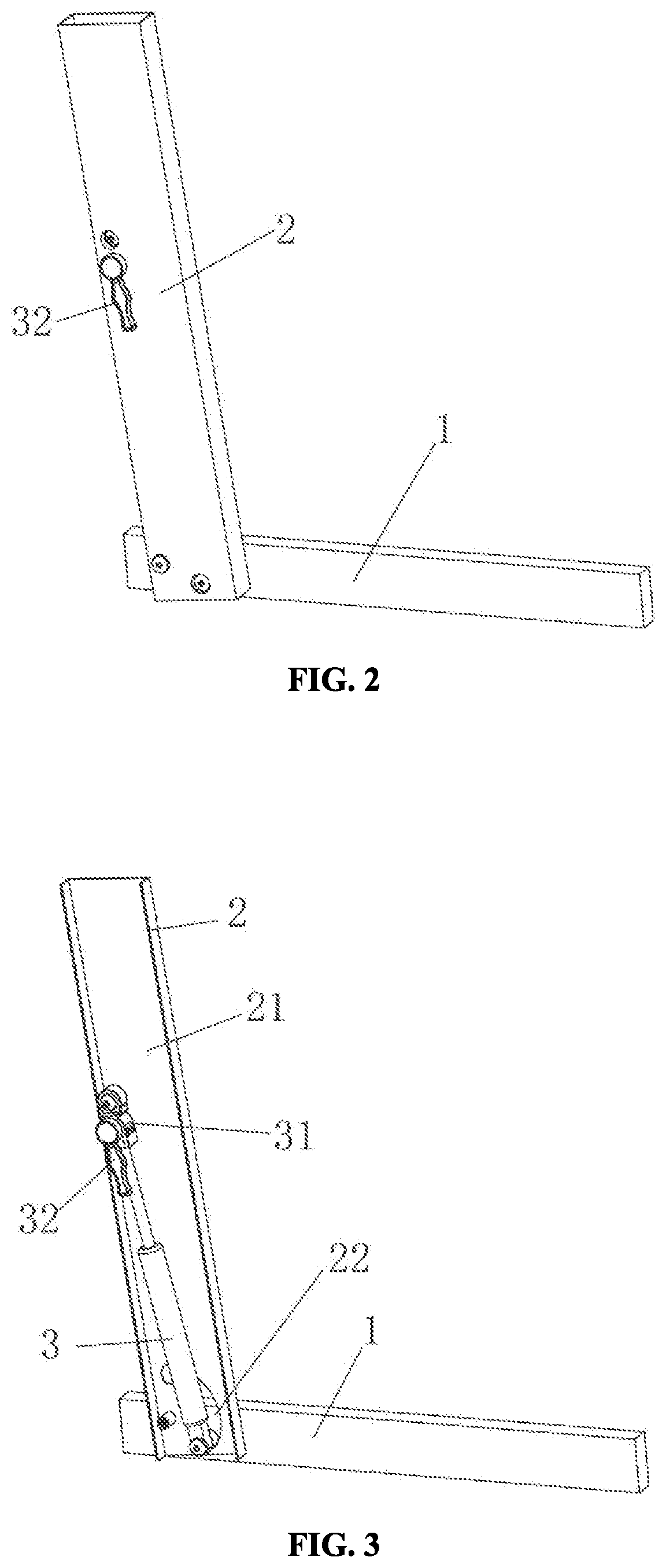 Patent US12102869 Figure 2 – Vertical-column folding mechanism and foldable treadmill