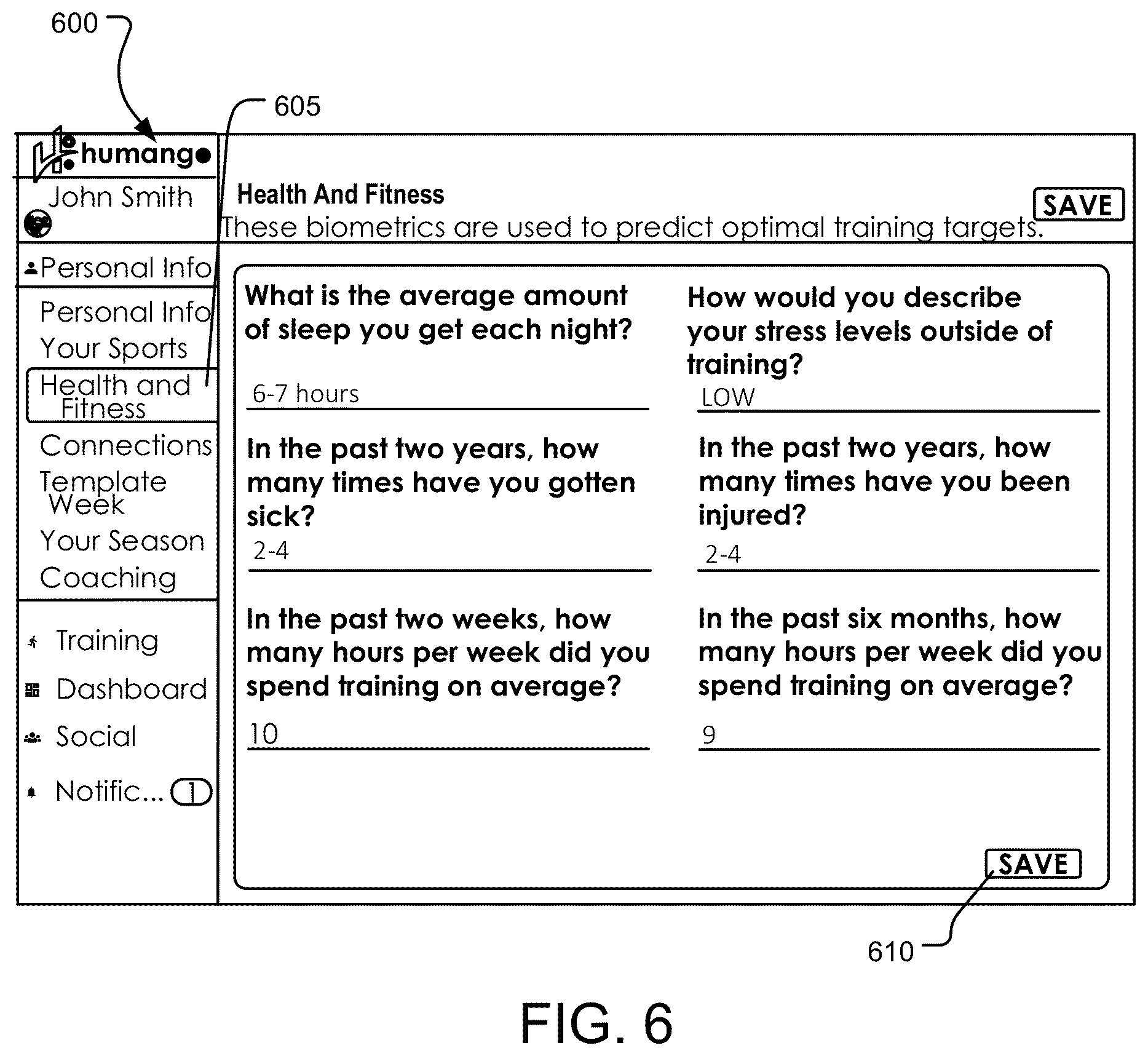 Patent US12102877 Figure 6 – Virtual athletic coach