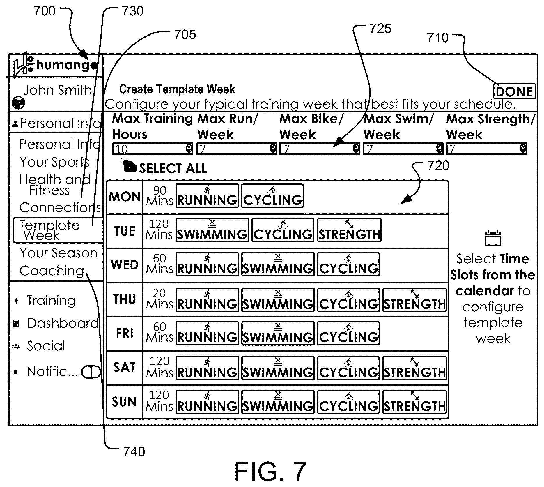 Patent US12102877 Figure 7 – Virtual athletic coach