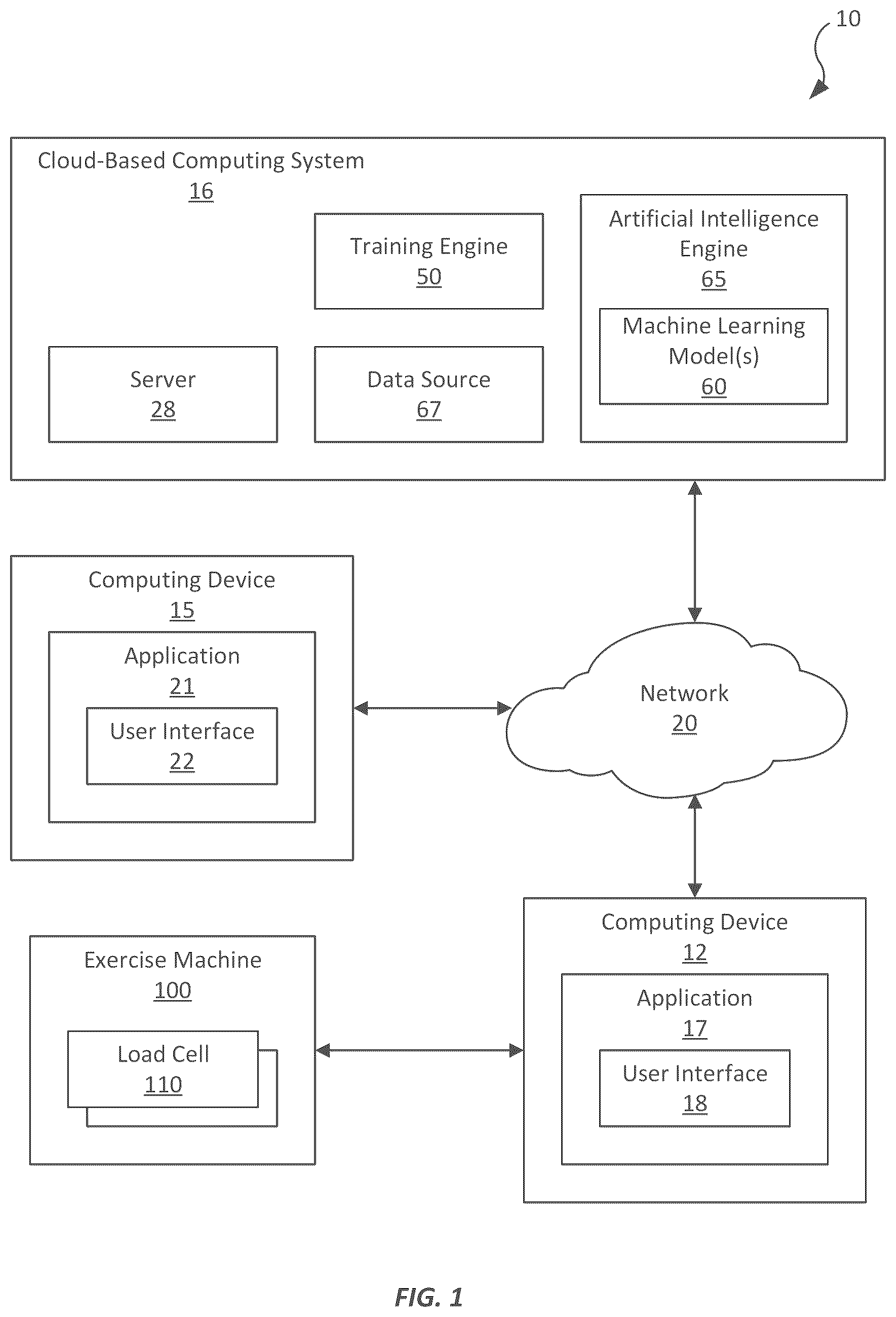 Patent US12102878 Figure 1 – Method and system for using artificial intelligence to determine a user's progress during interval training