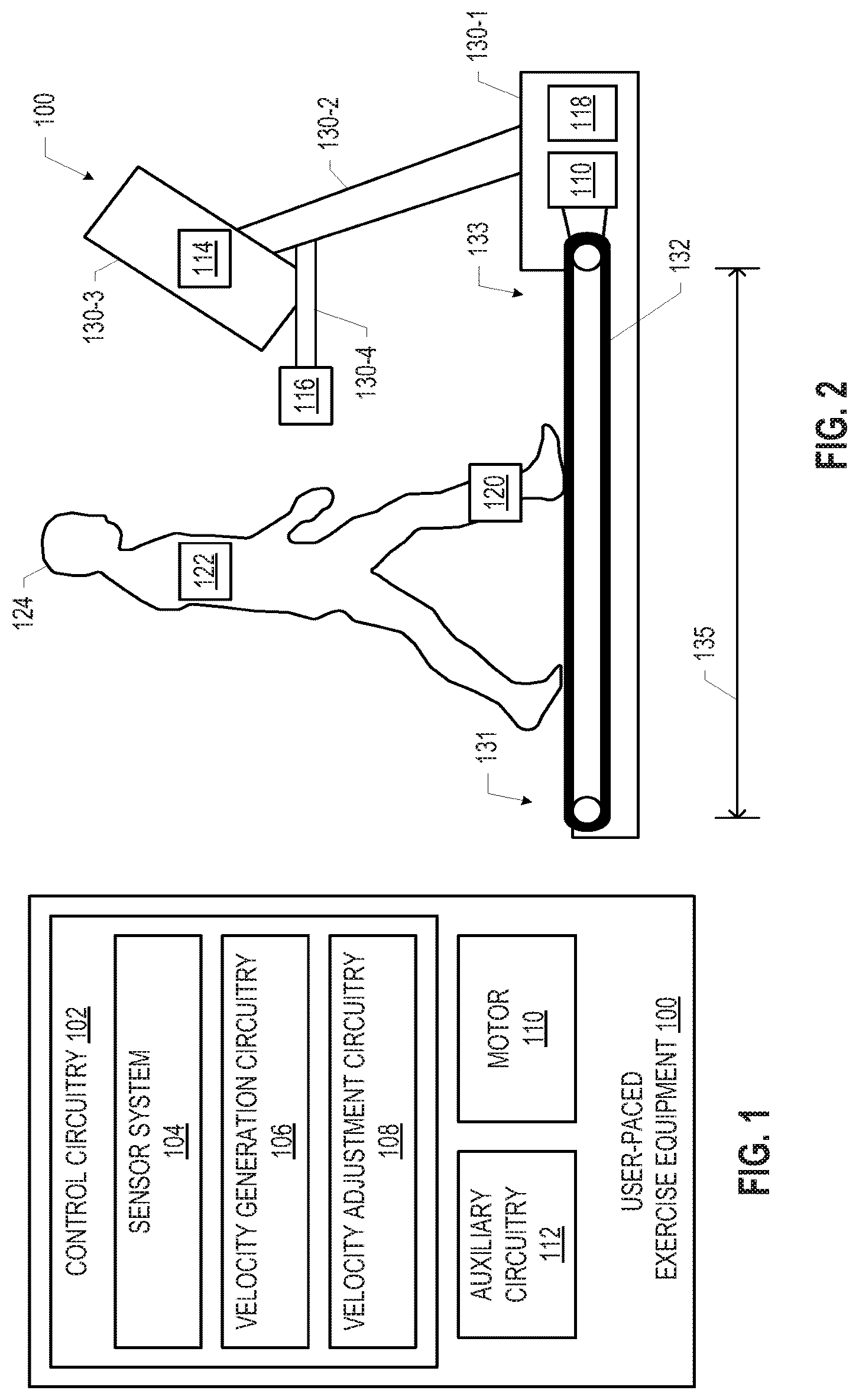 Patent US12102879 Figure 1 – User-paced exercise equipment