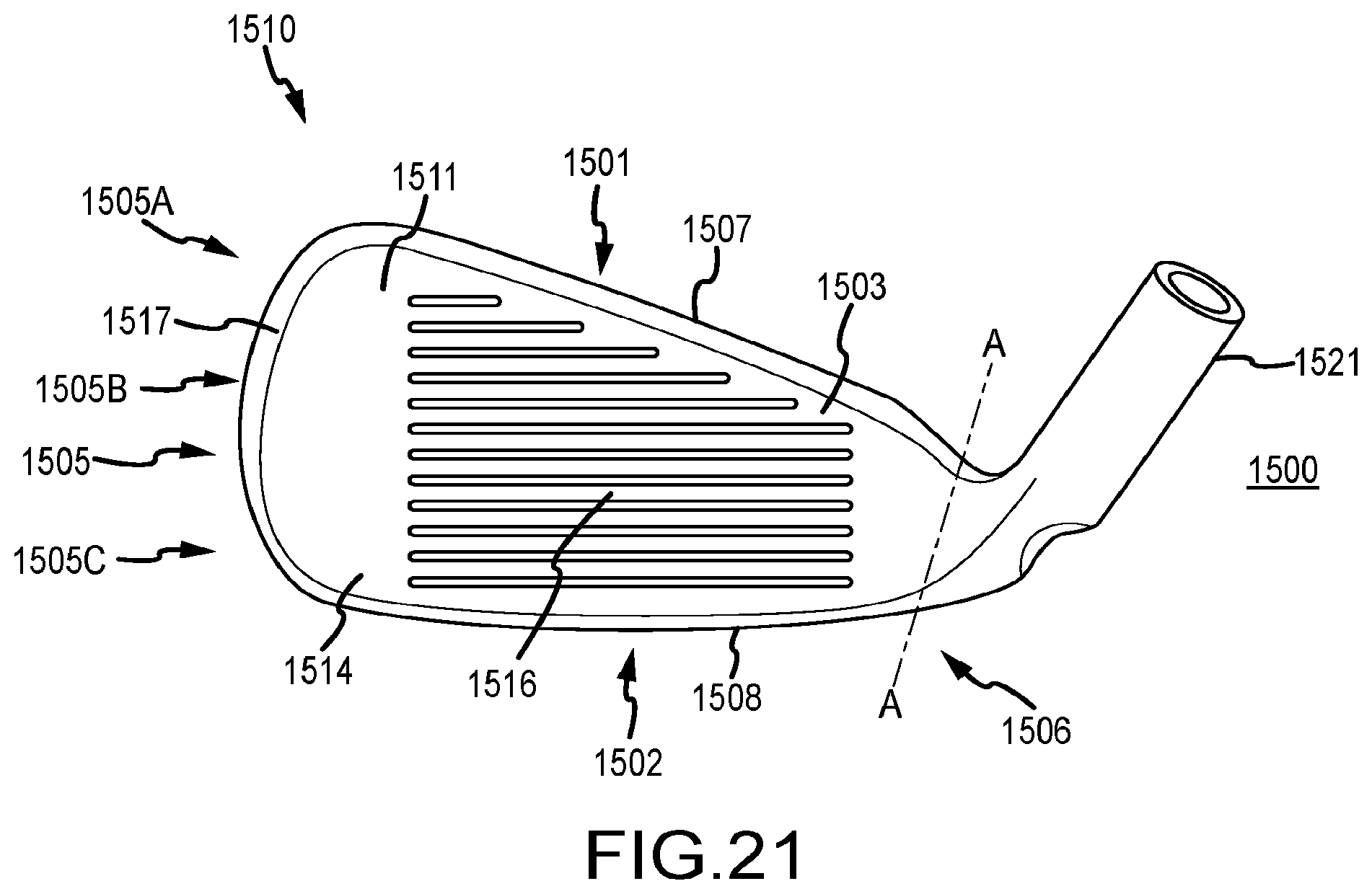 Patent US12102892 Figure 11 – Club heads having reinforced club head faces and related methods