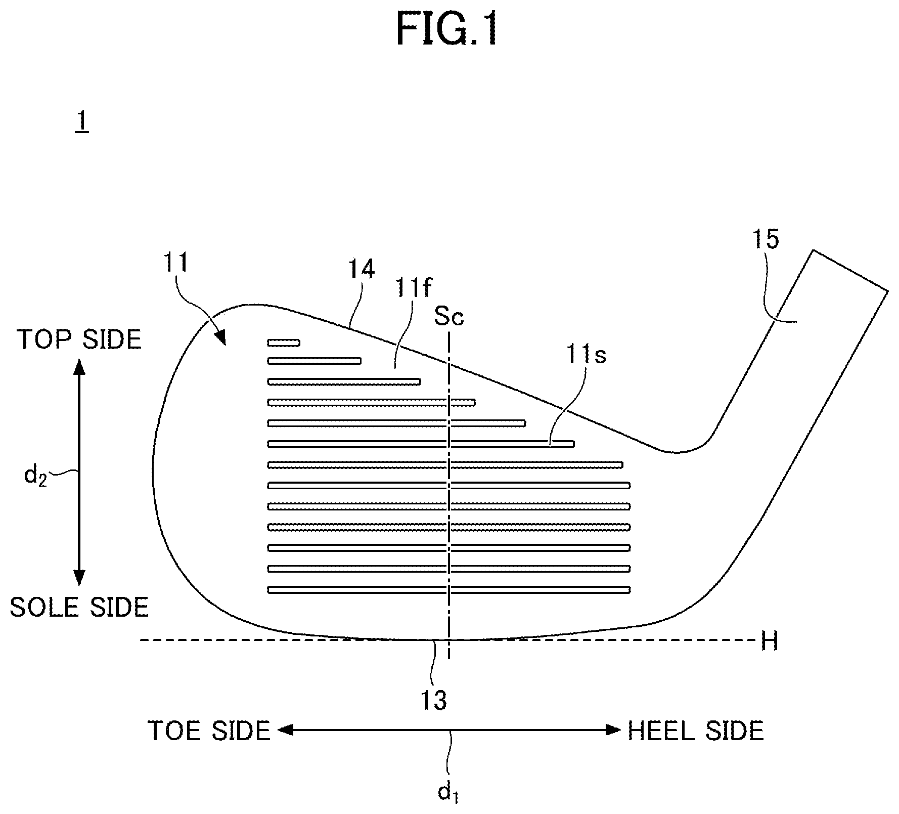 Patent US12102893 Figure 1 – Golf club head and set of golf clubs