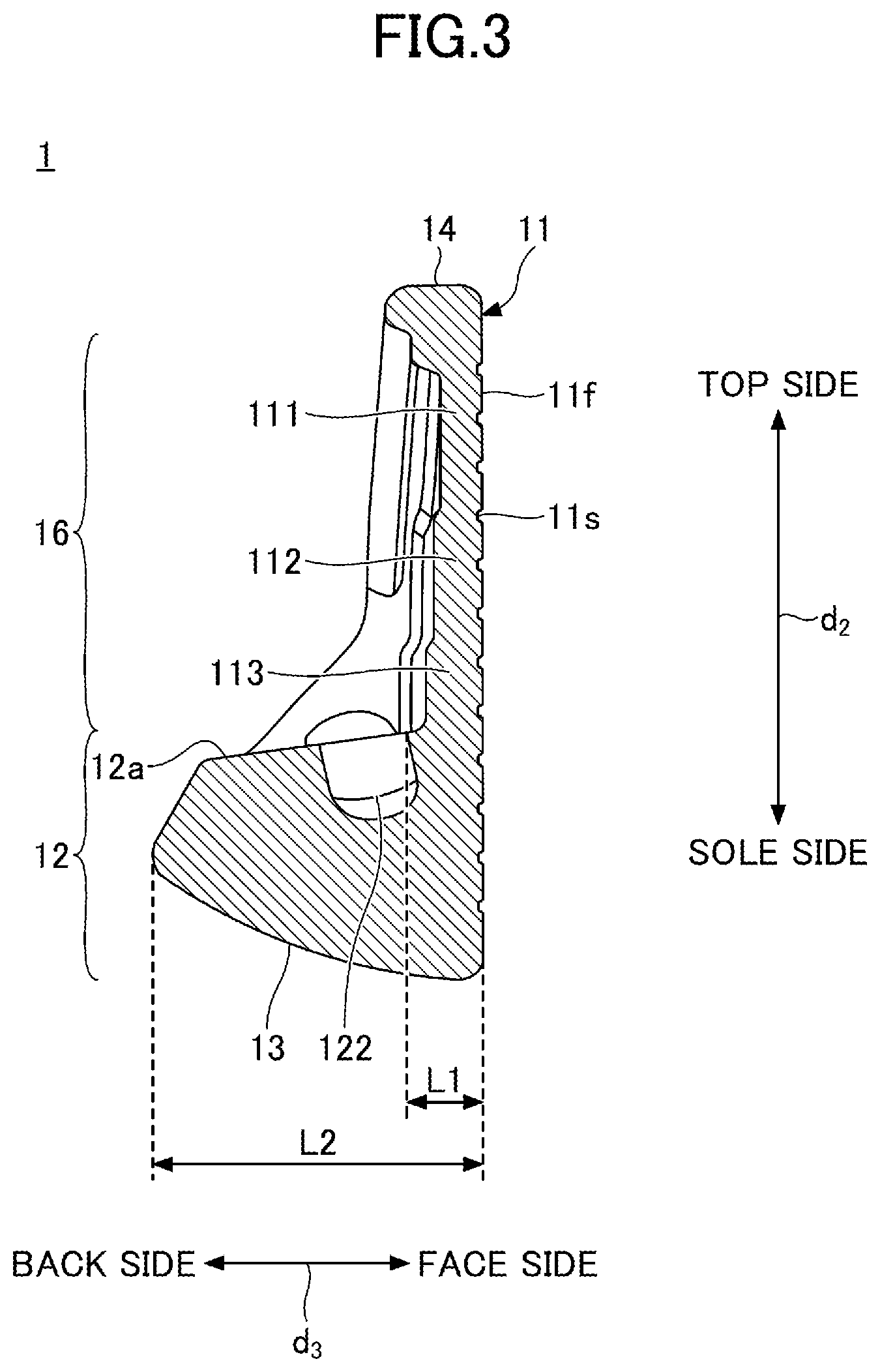 Patent US12102893 Figure 3 – Golf club head and set of golf clubs
