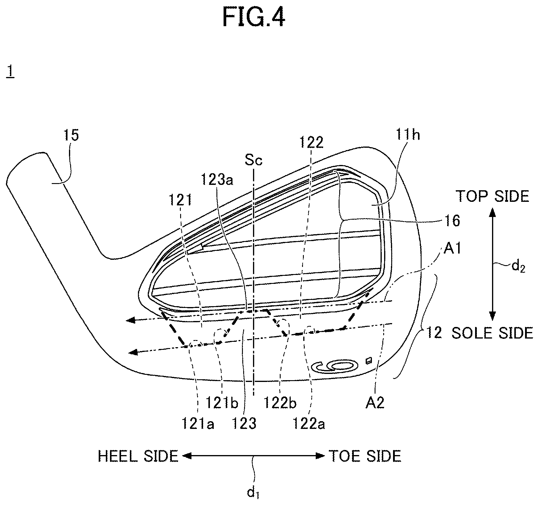 Patent US12102893 Figure 4 – Golf club head and set of golf clubs