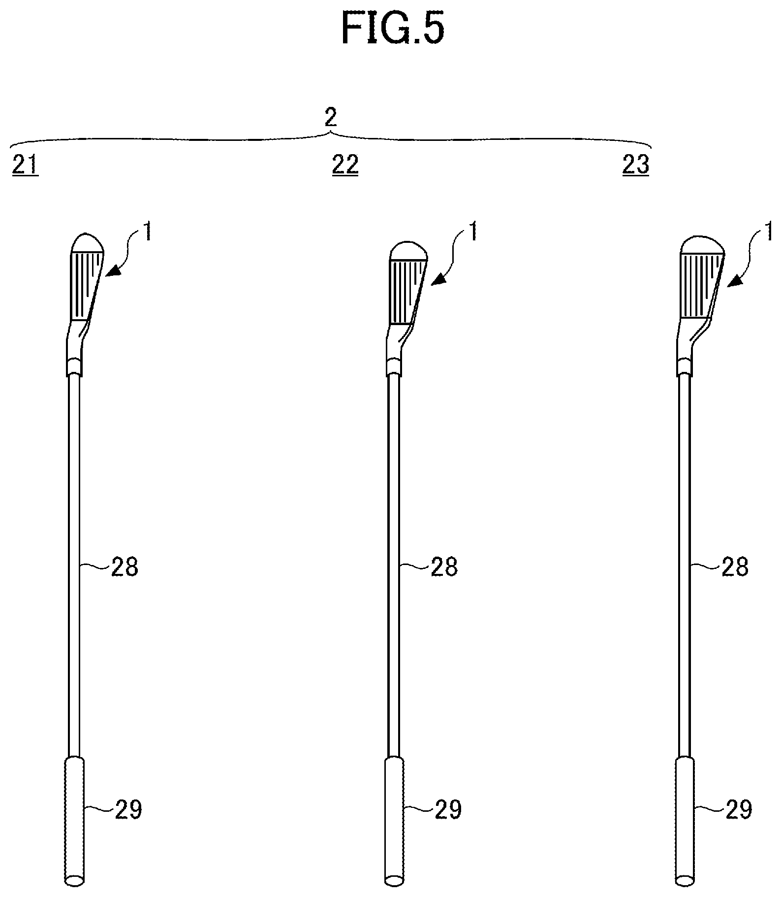 Patent US12102893 Figure 5 – Golf club head and set of golf clubs