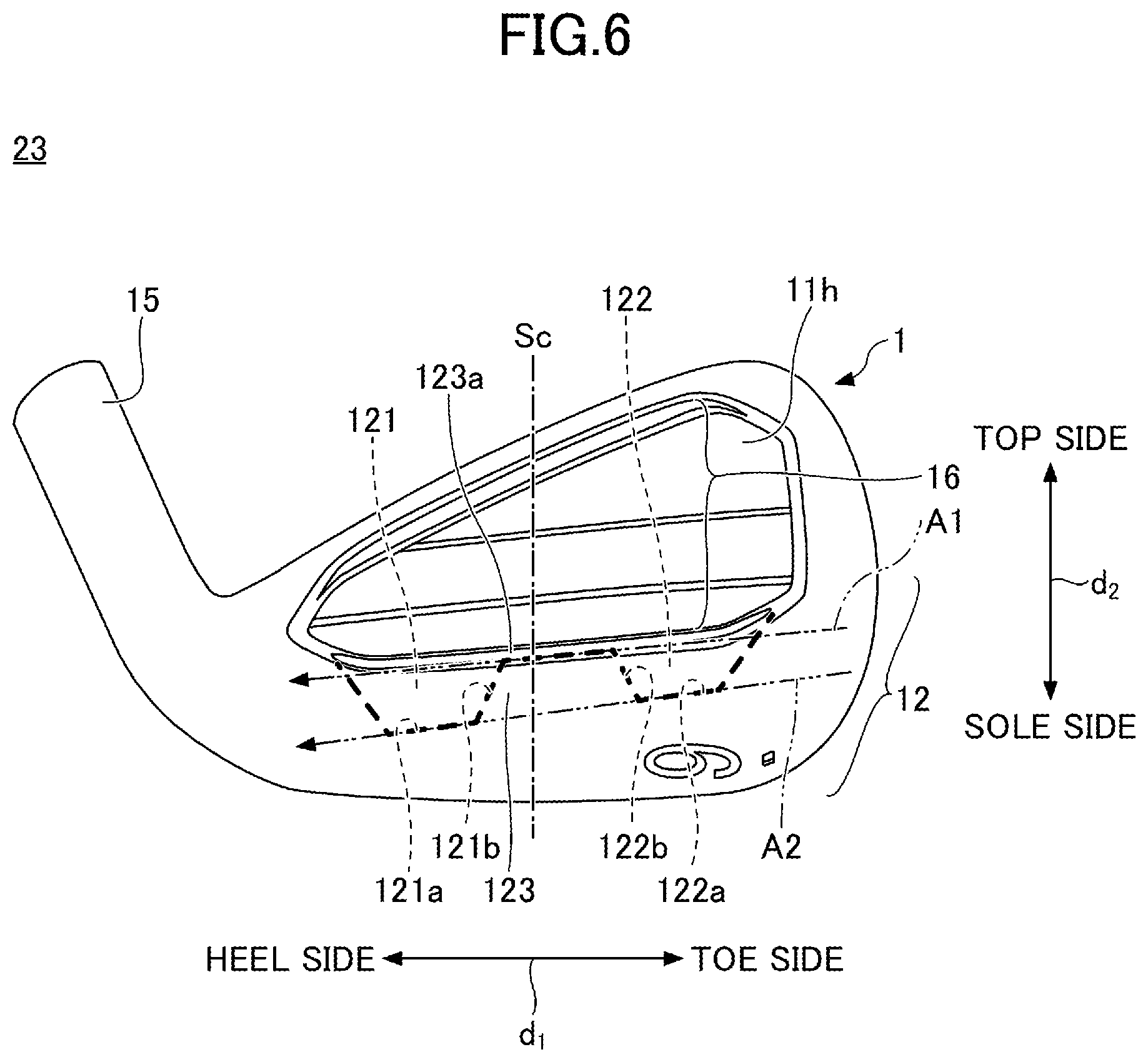 Patent US12102893 Figure 6 – Golf club head and set of golf clubs