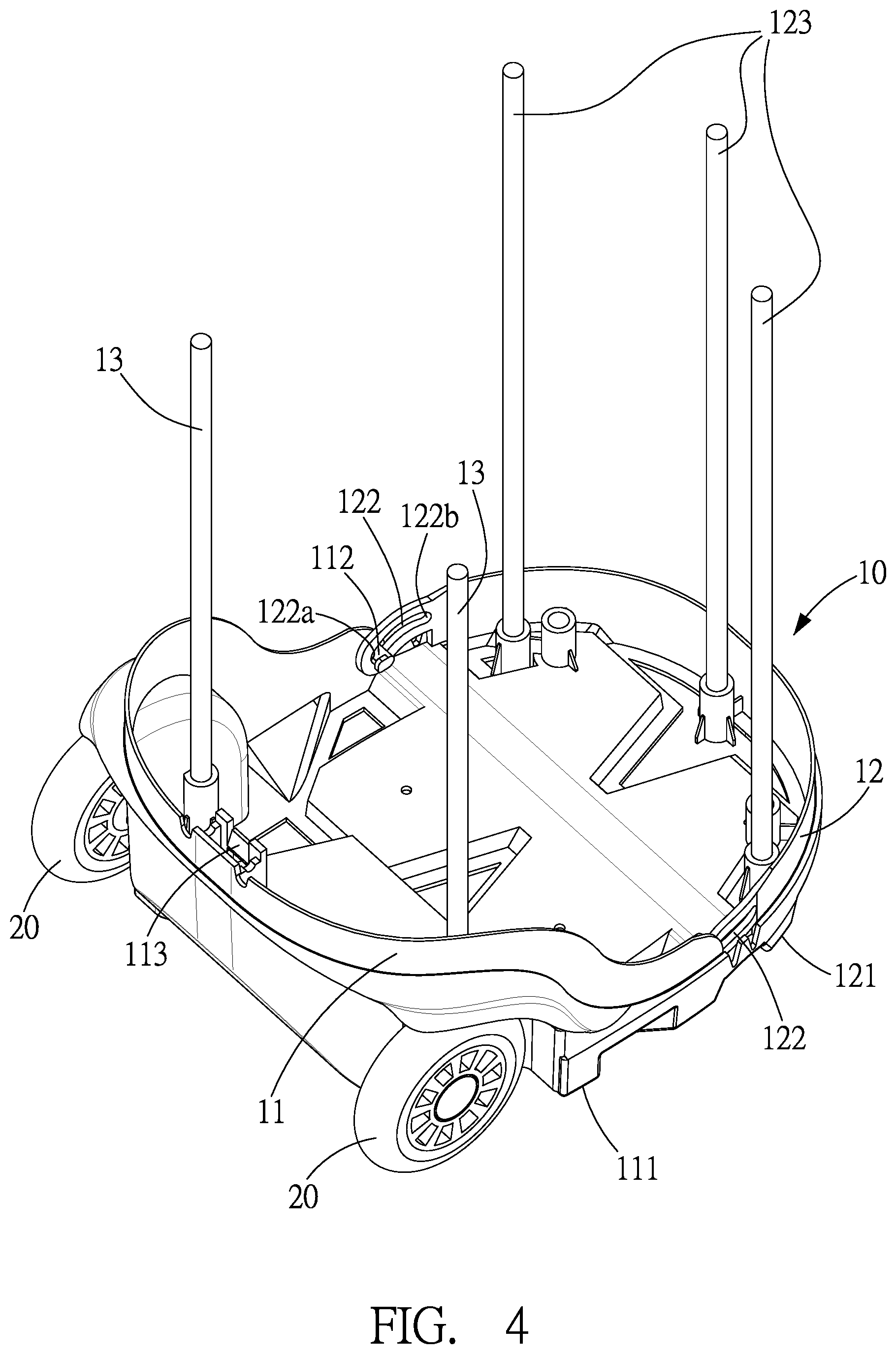 Patent US12102896 Figure 4 – Golf bag with stand assembly