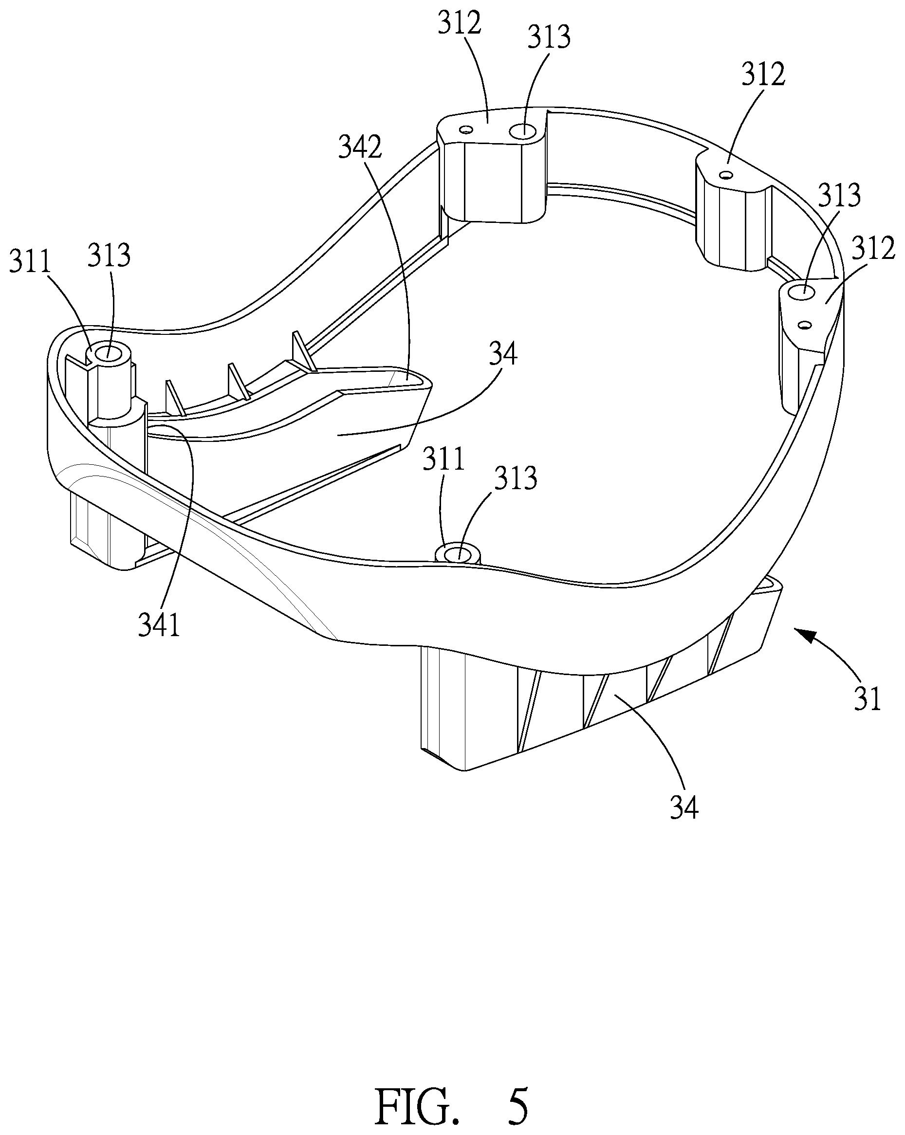 Patent US12102896 Figure 5 – Golf bag with stand assembly