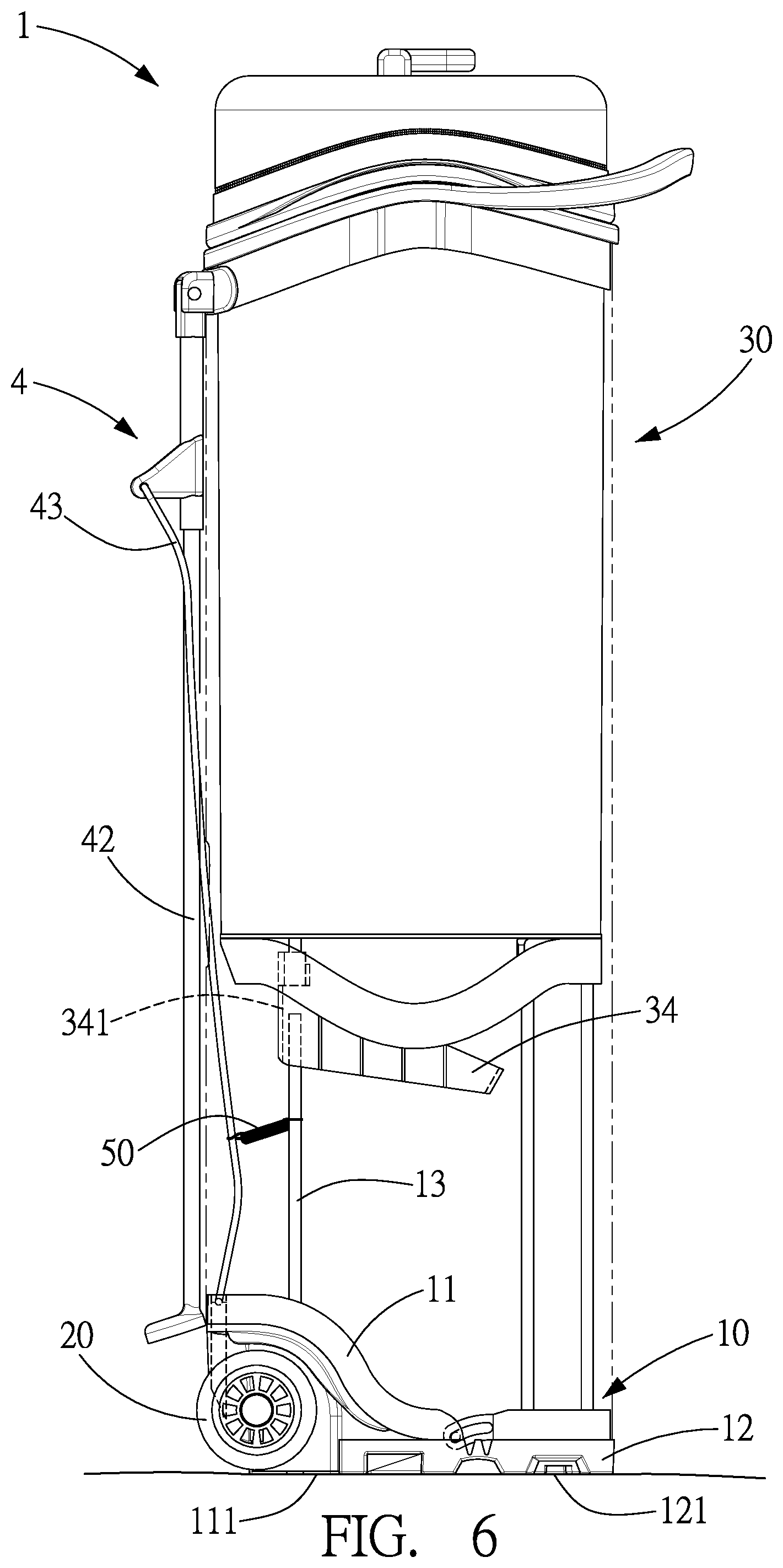 Patent US12102896 Figure 6 – Golf bag with stand assembly