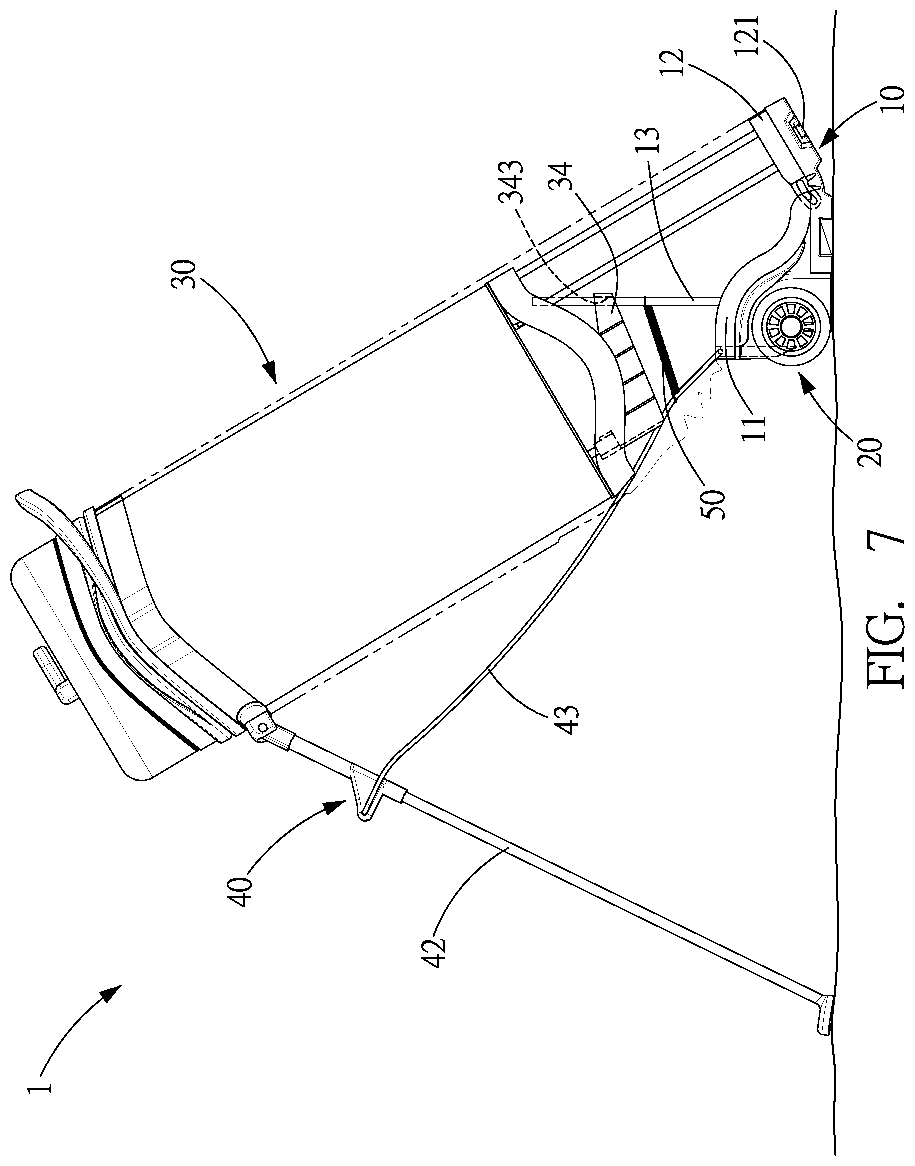 Patent US12102896 Figure 7 – Golf bag with stand assembly