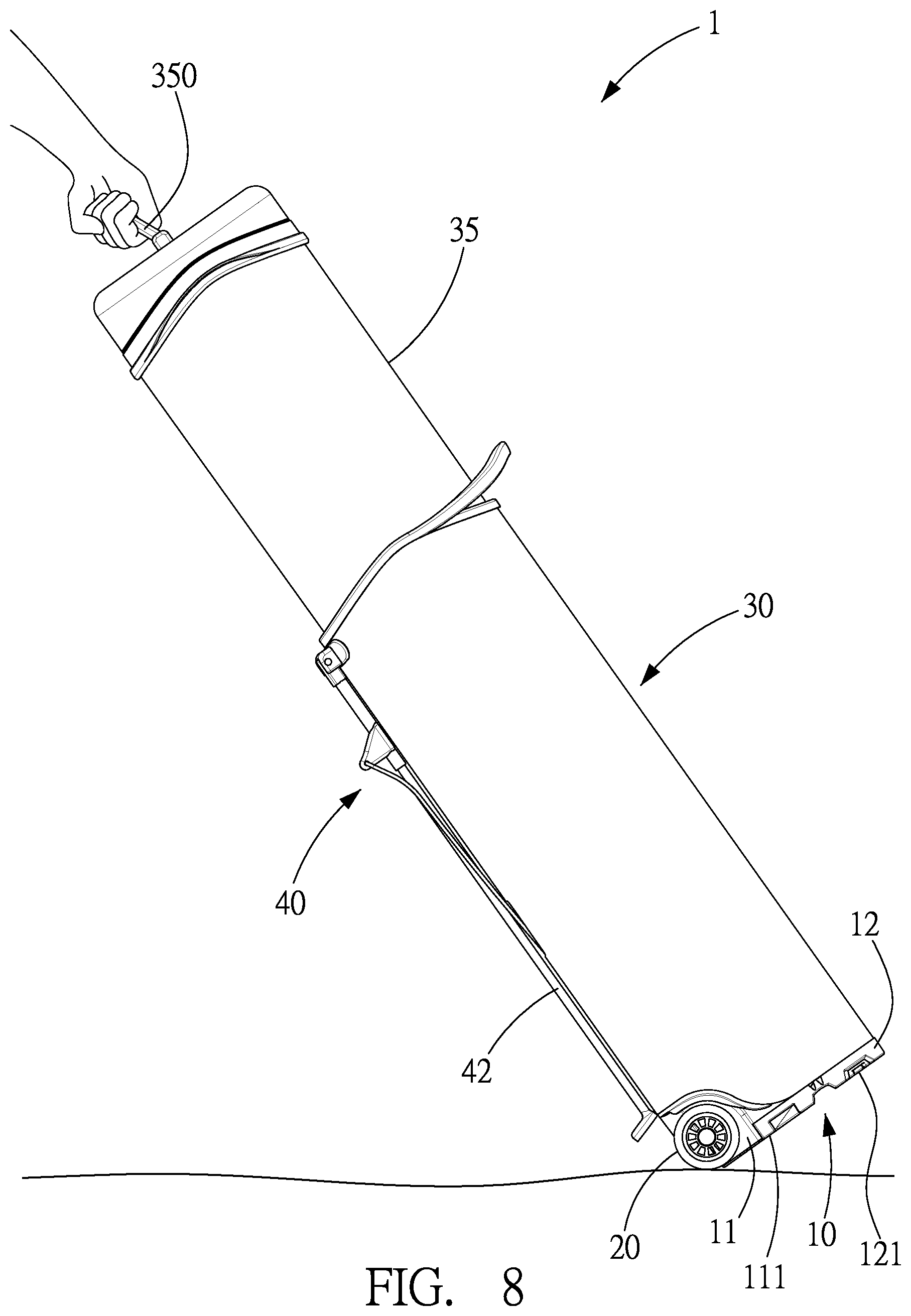 Patent US12102896 Figure 8 – Golf bag with stand assembly