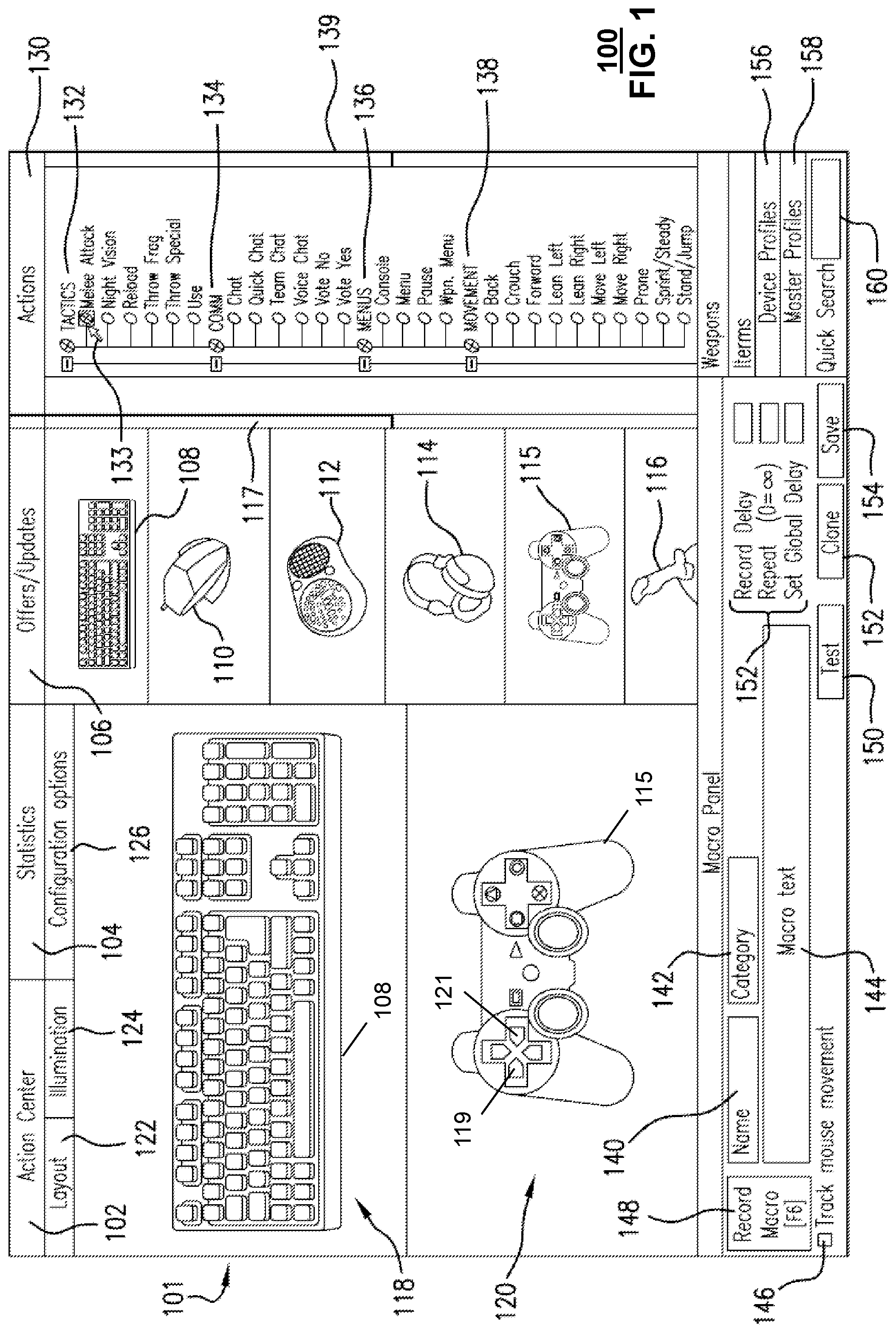 Patent US12102906 — Programmable actuation force input for an accessory and methods thereof — Figure 1