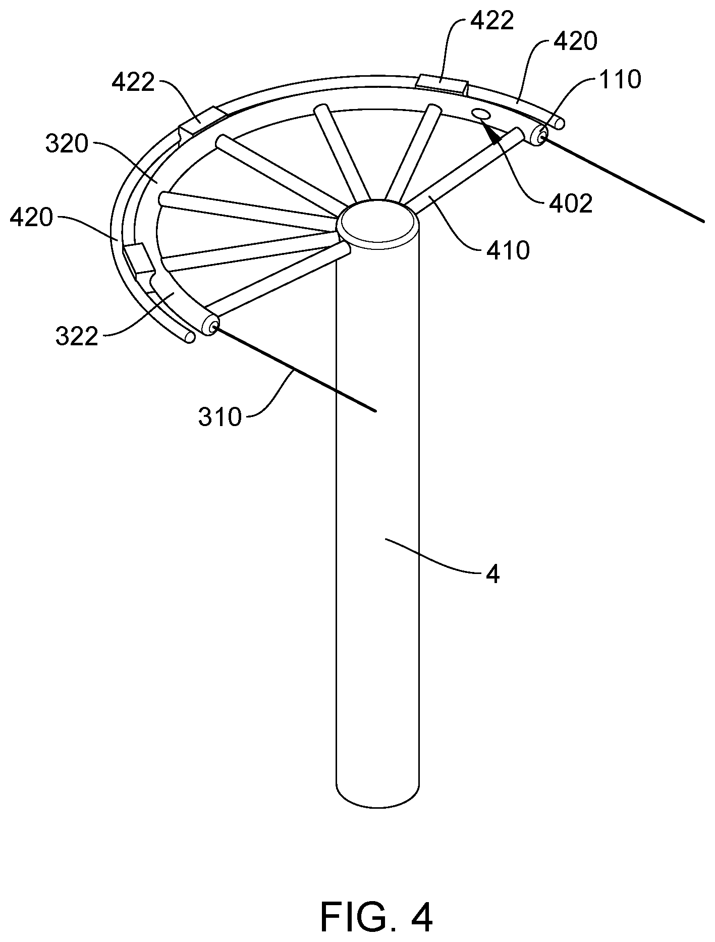 Patent US12102931 Figure 6 – Zip line system with turns and method of use
