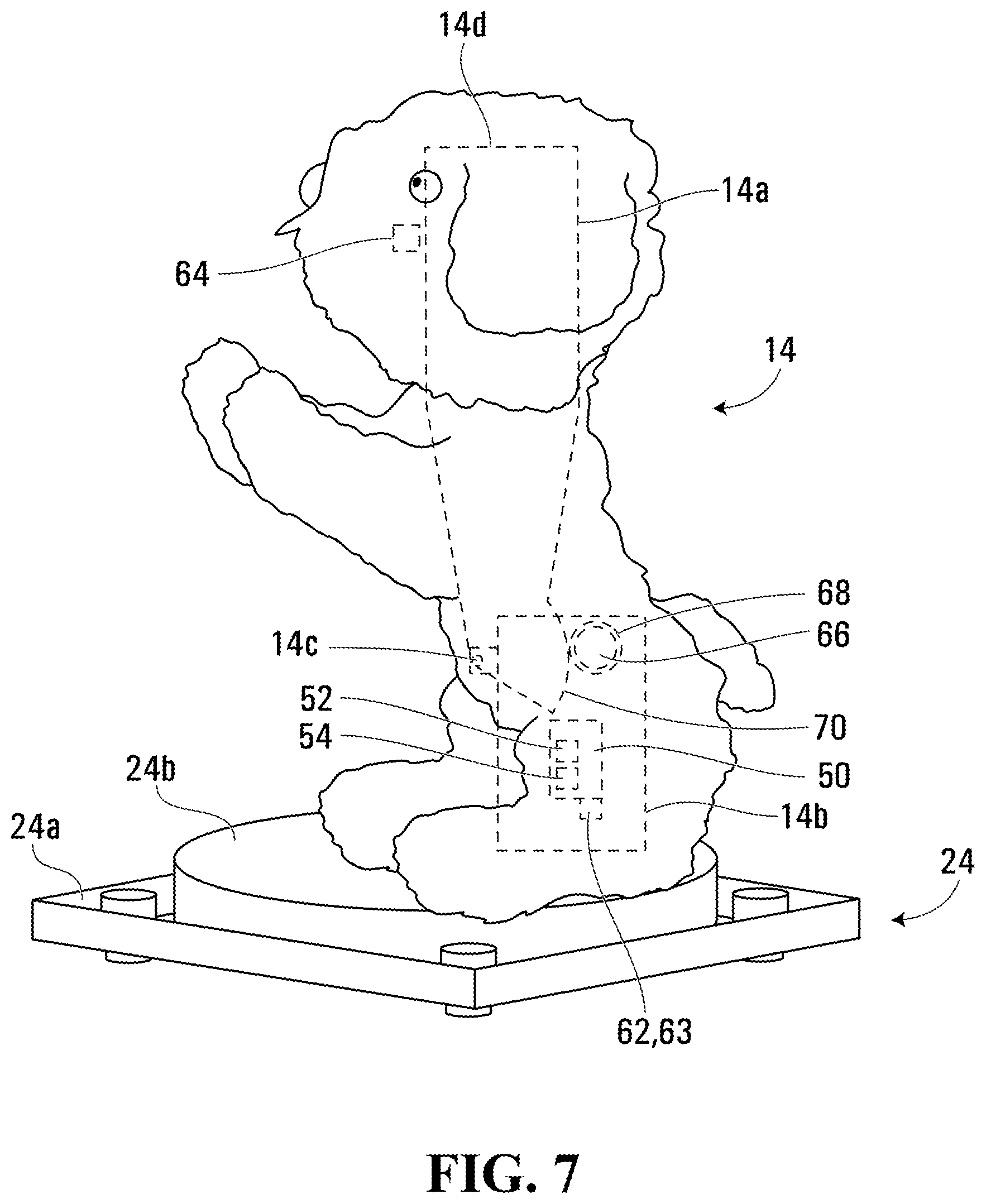 Patent US12102932 Figure 8 – Assembly with inner object in housing that breaks out of housing