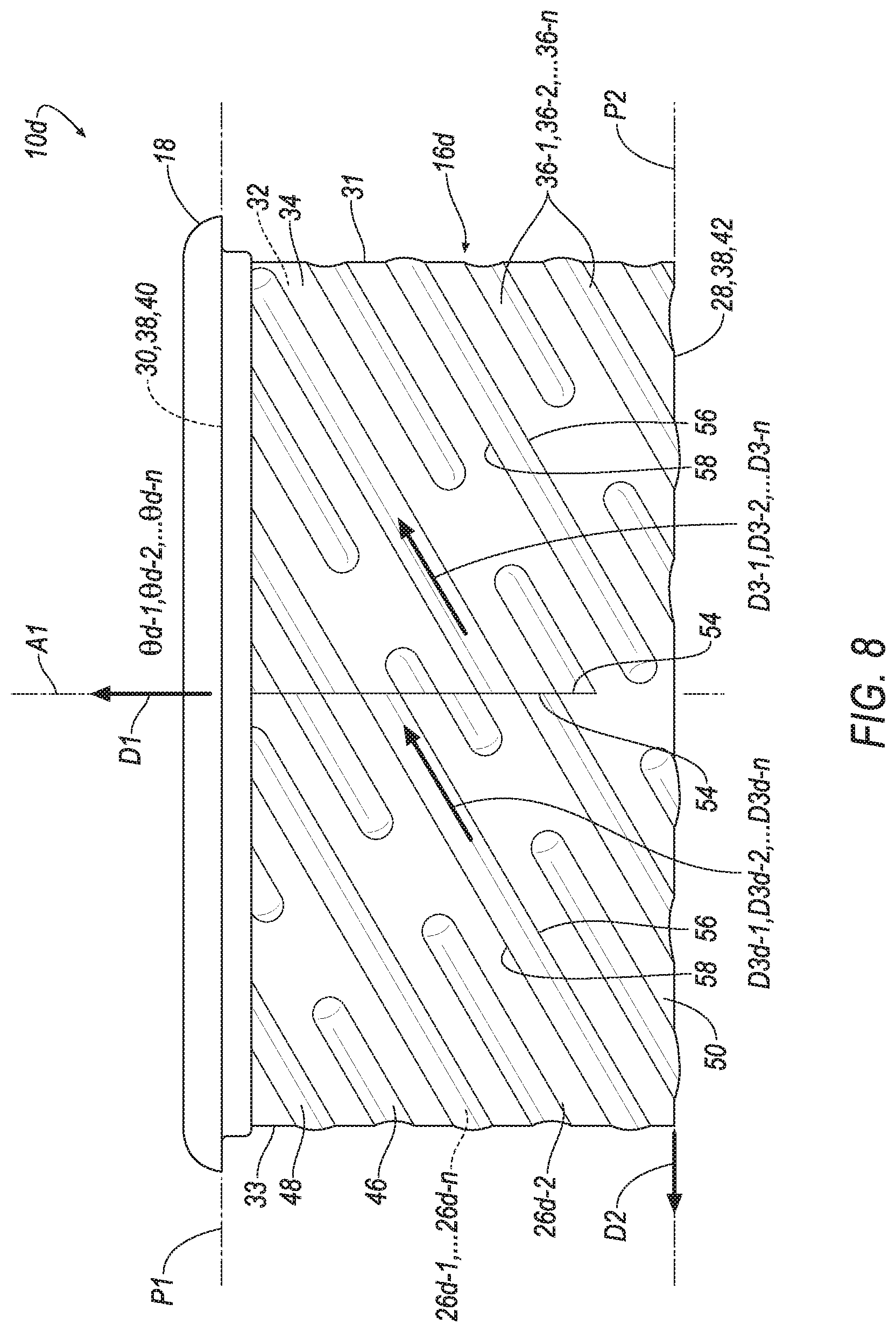 Patent US12102949 Figure 10 – Filter media having angled embossments